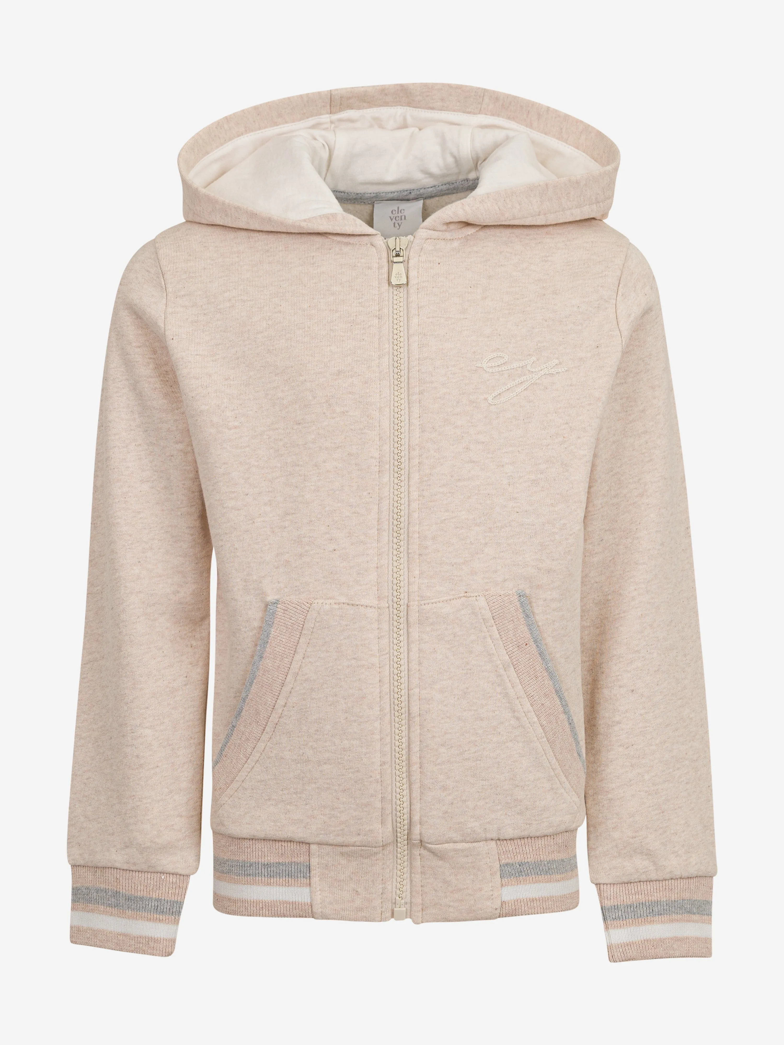 Boys Logo Zip Up Top in Beige