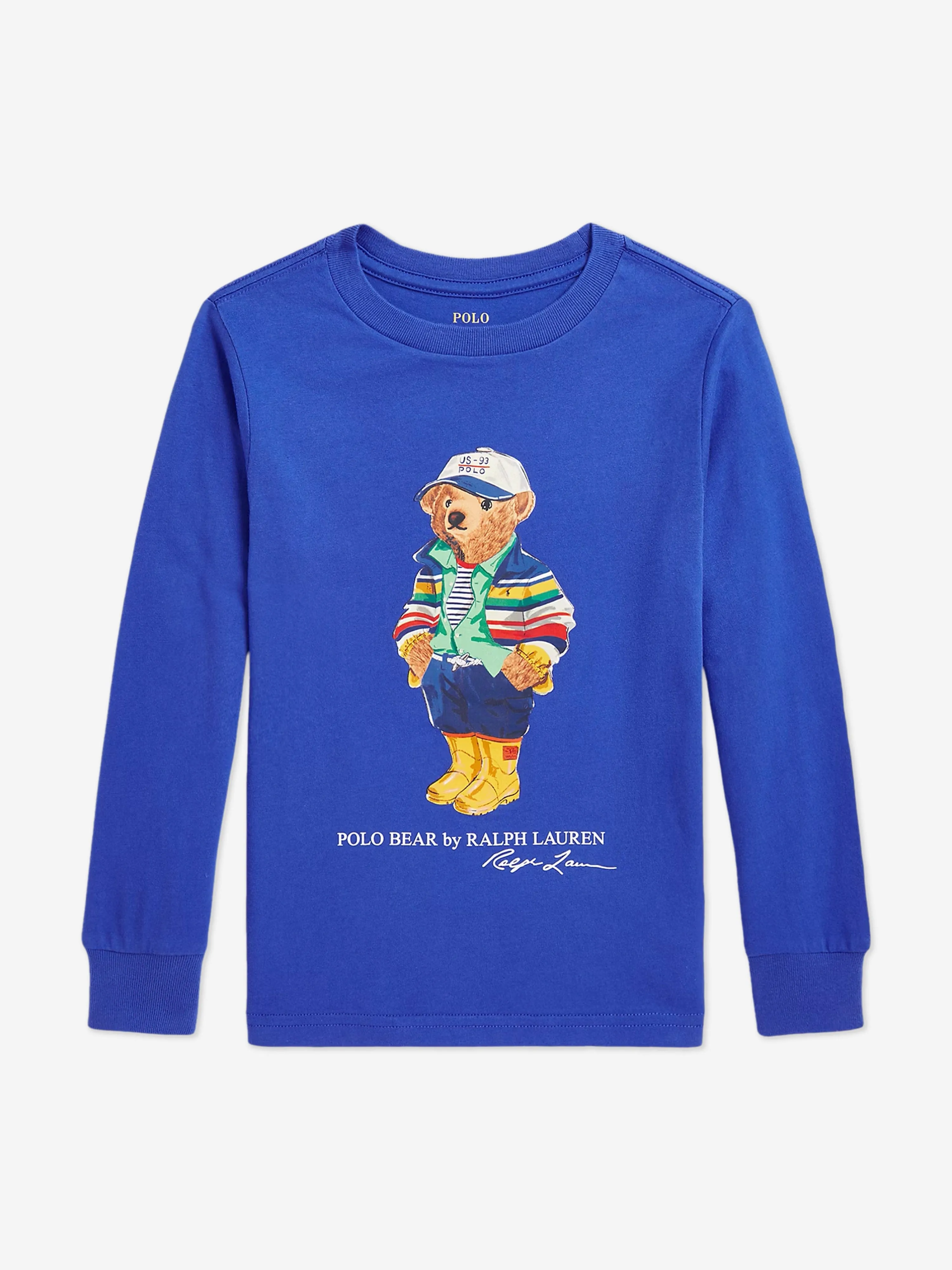 Boys Long Sleeve Polo Bear T-Shirt in Blue
