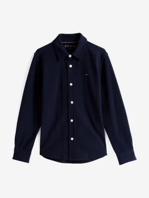 Boys Micro Waffle Regular Shirt in Navy