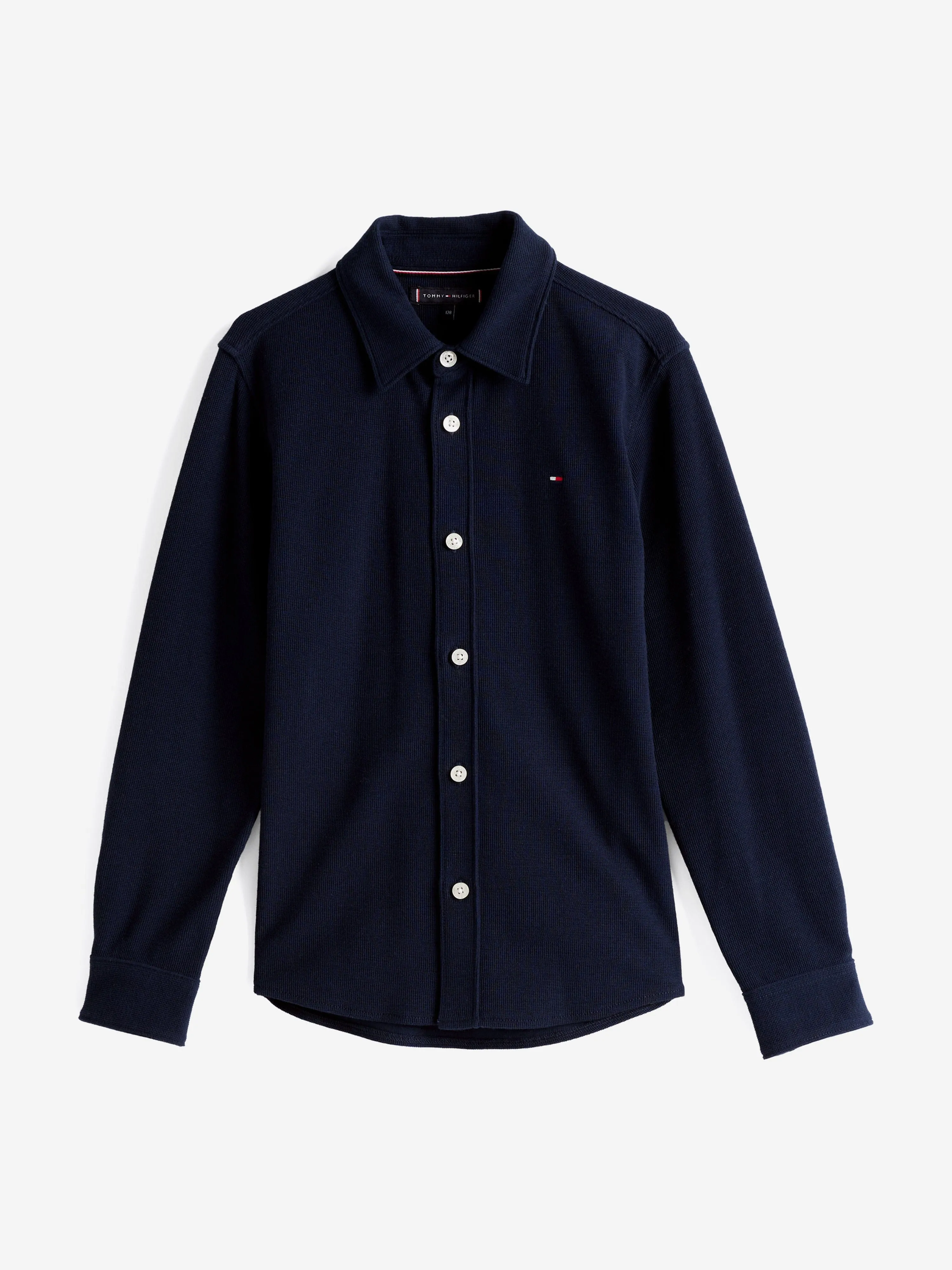 Boys Micro Waffle Regular Shirt in Navy