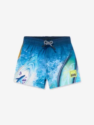 Boys Niko Surf Art Chill Swim Shorts in Blue (UPF50 )