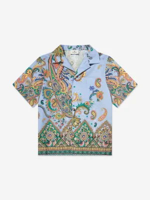 Boys Paisley Print Shirt in Blue