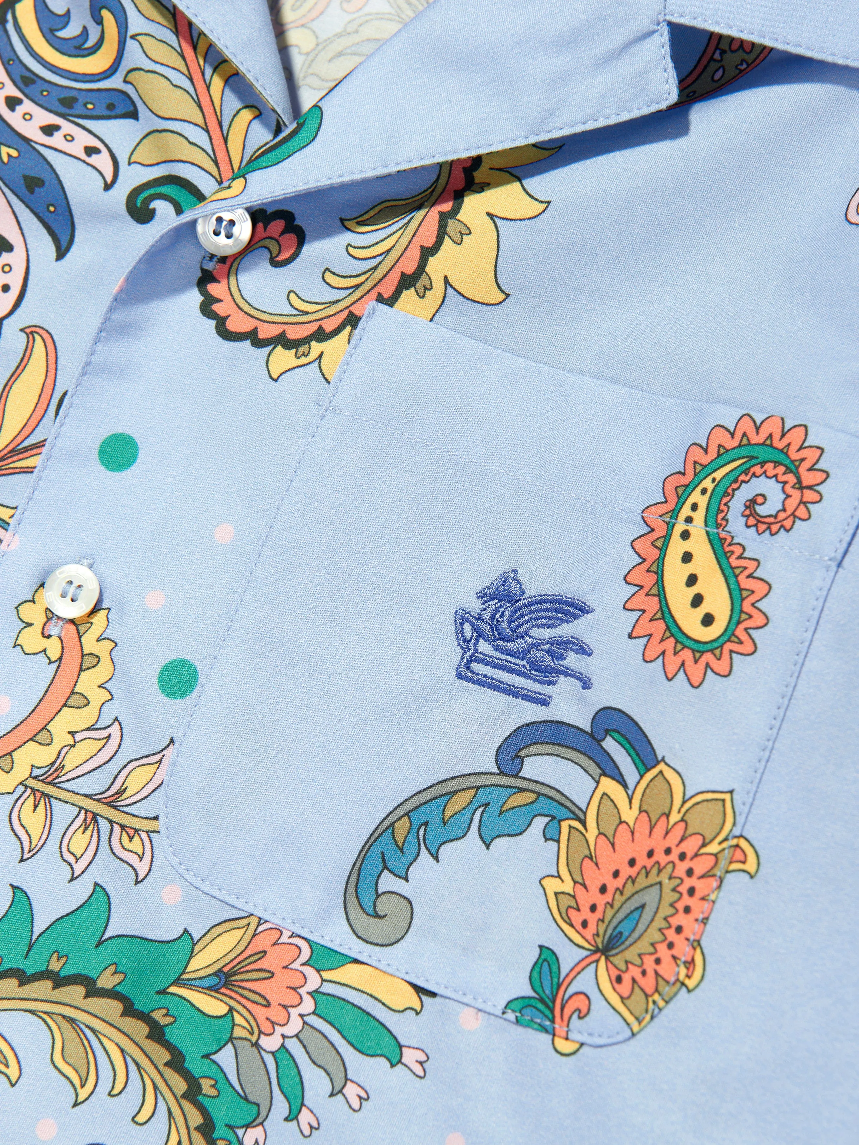 Boys Paisley Print Shirt in Blue