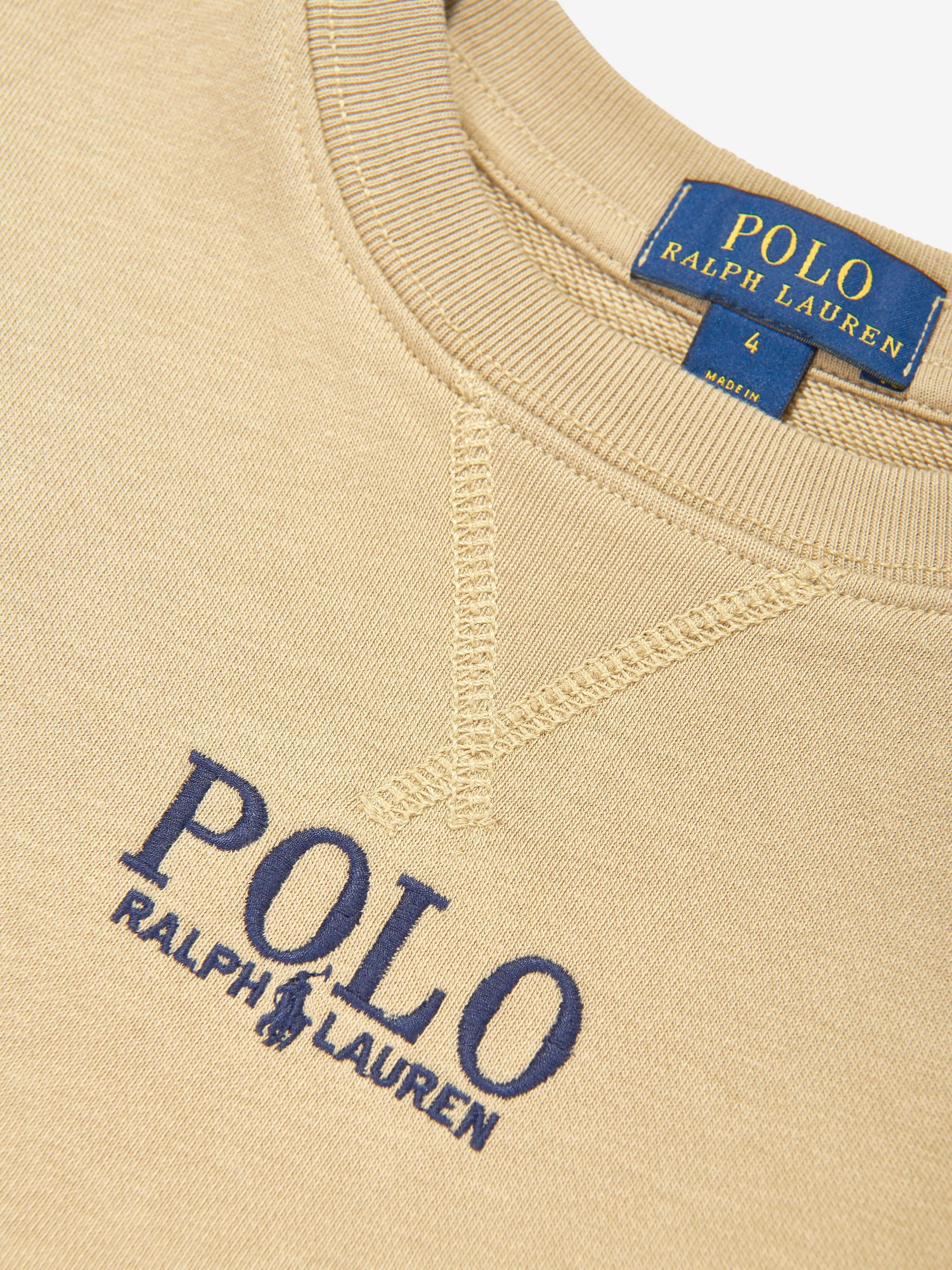 Boys Polo Sweatshirt in Beige