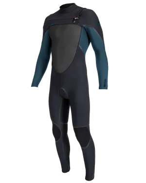 Boys Psycho Tech 5/4mm  Chest Zip Wetsuit in Black & Cadet Blue