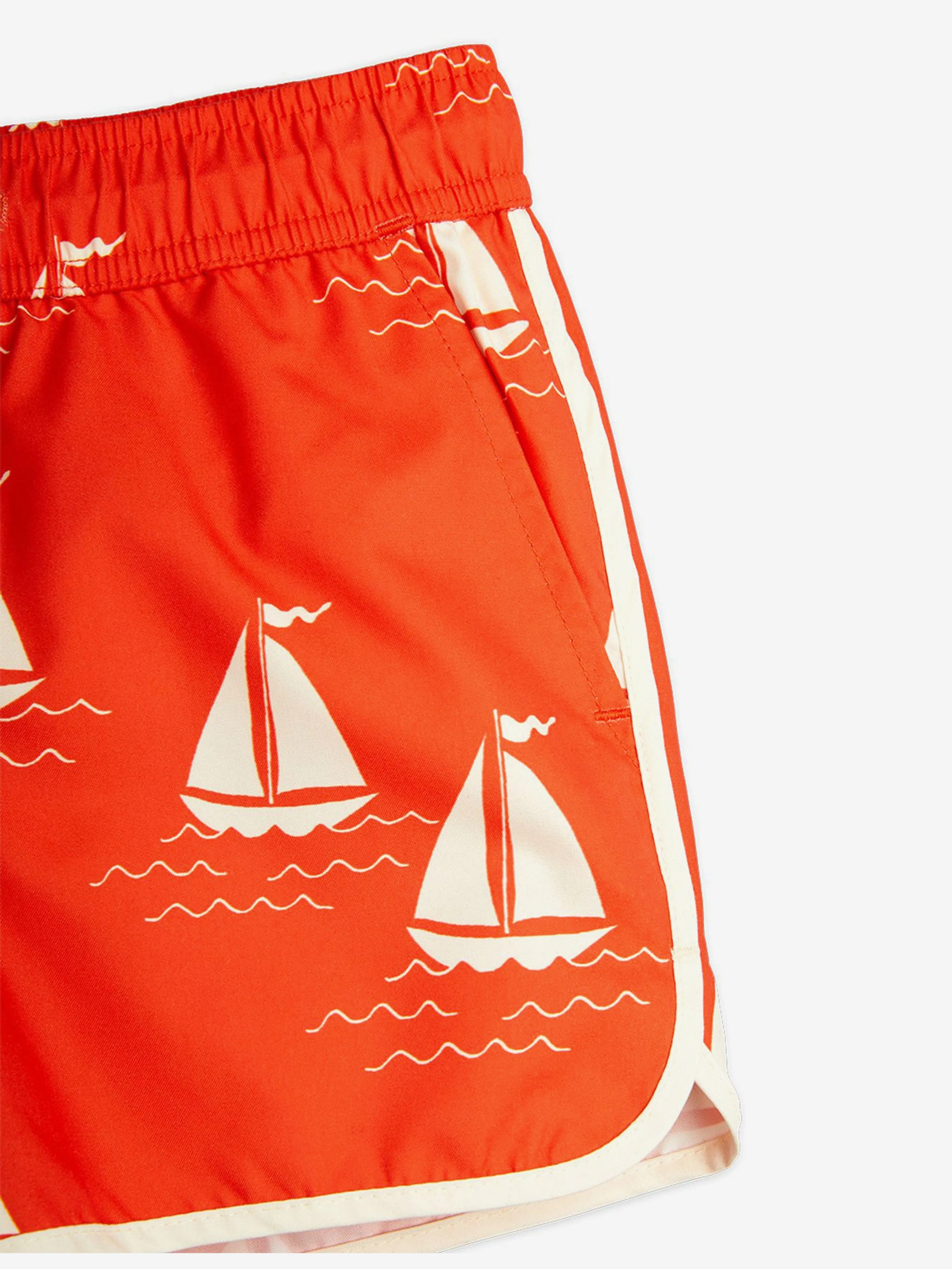 Boys Sailing Boats AOP Swim Shorts in Orange