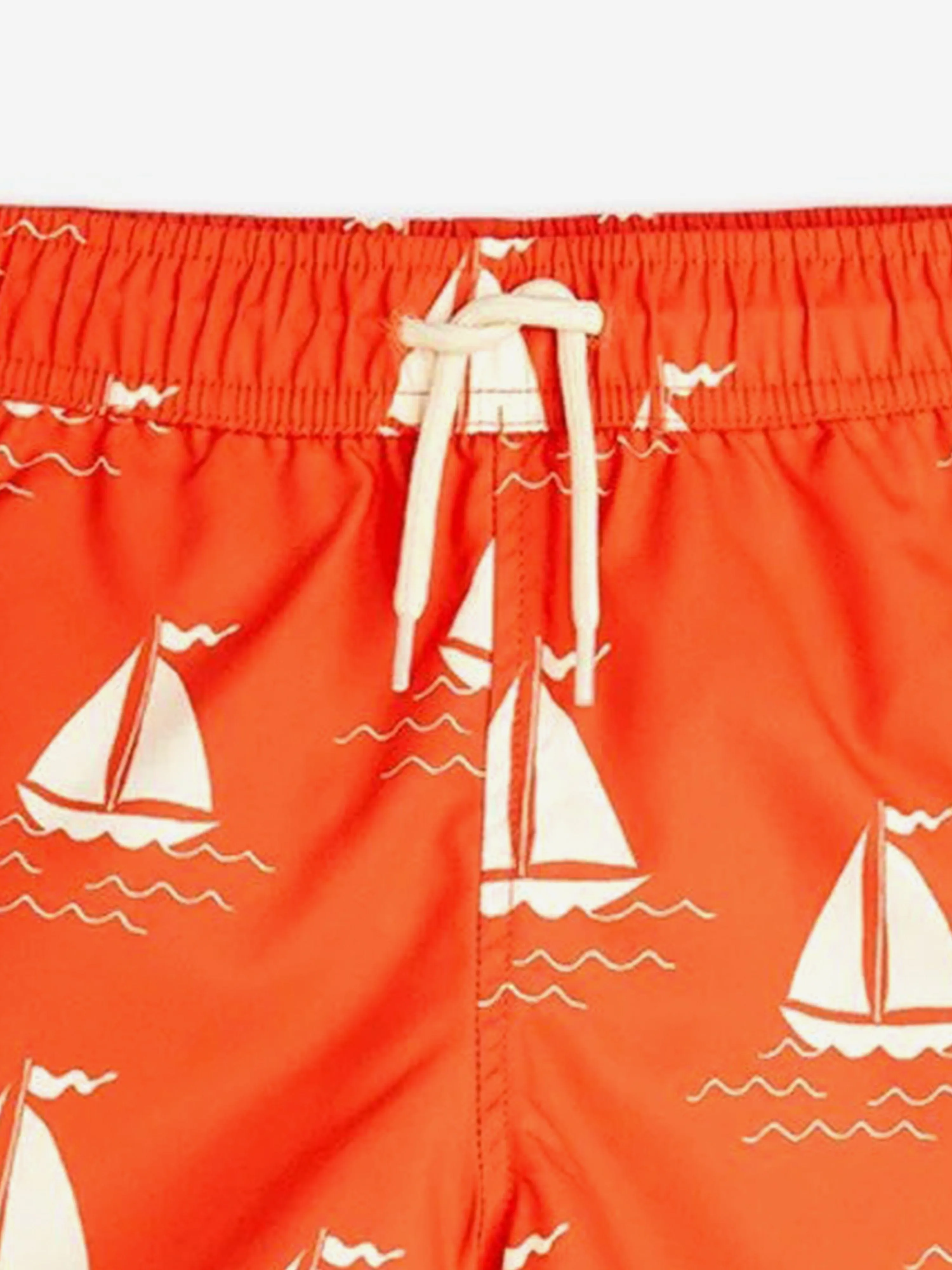 Boys Sailing Boats AOP Swim Shorts in Orange