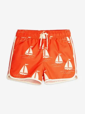 Boys Sailing Boats AOP Swim Shorts in Orange