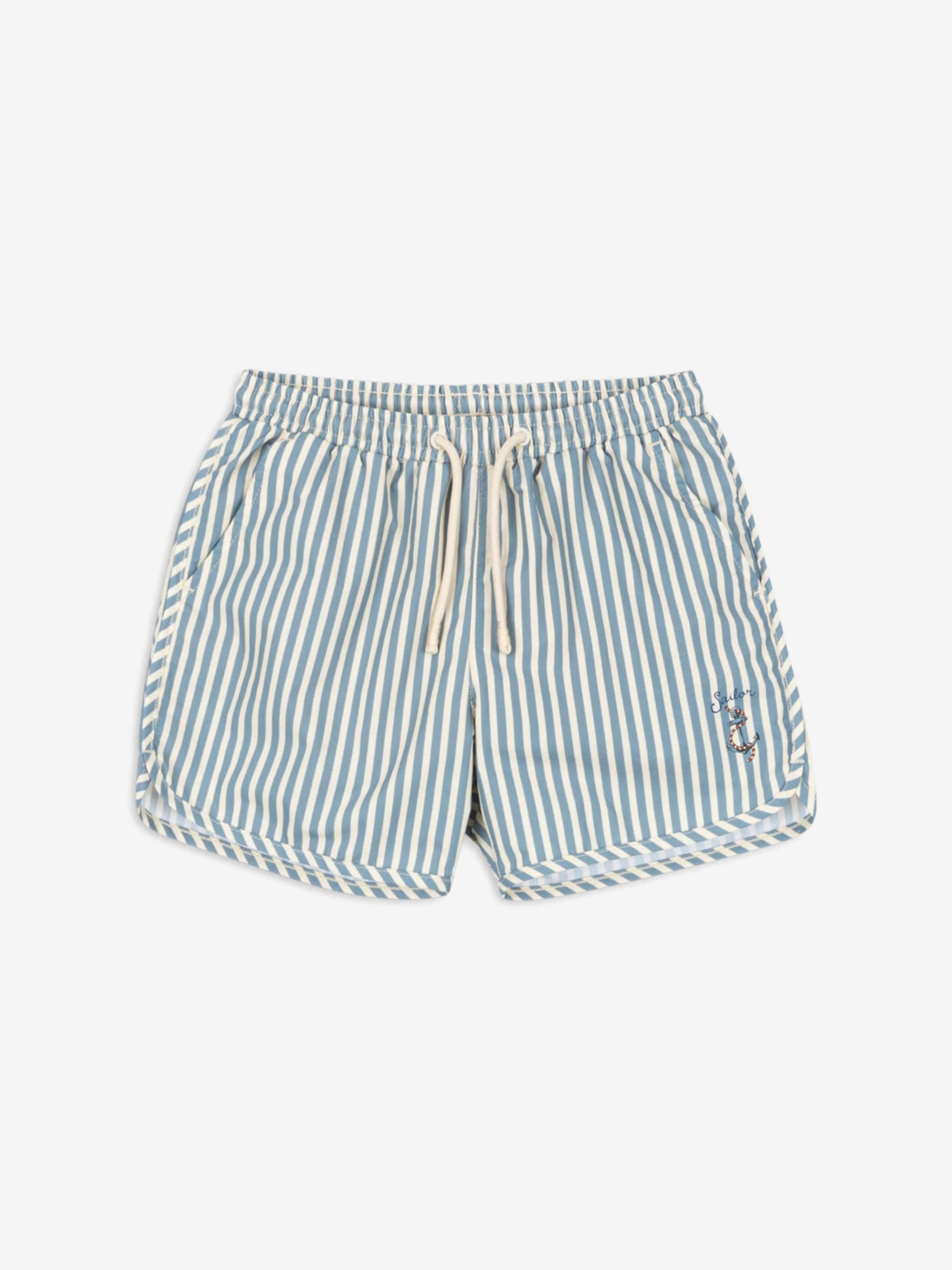 Boys Sailor Stripe Asnou Swim Shorts in Blue