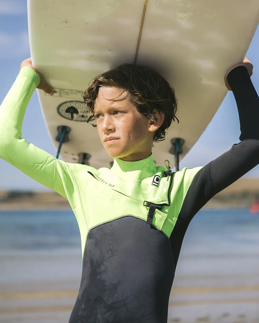Boys Sessions 4/3mm Chest Zip Wetsuit in Black Tie Dye, Yellow & Graphite