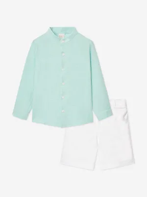 Boys Shirt and Shorts Set in Green