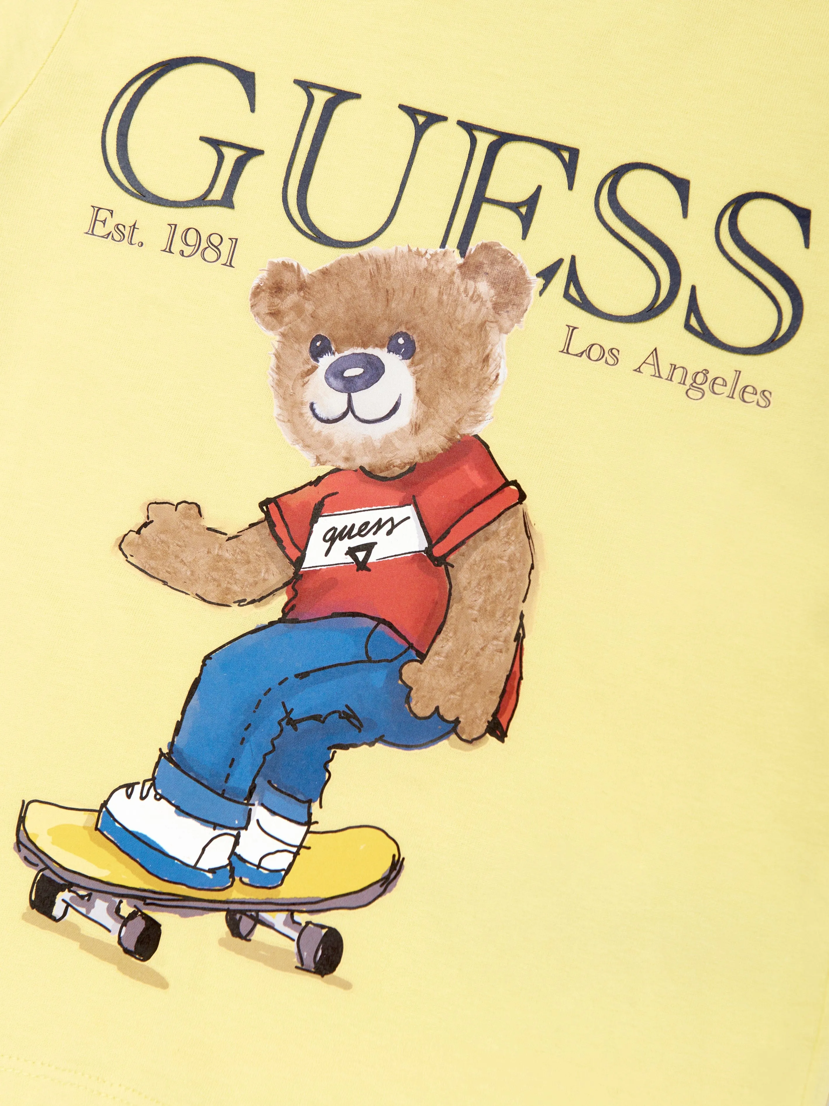 Boys Skateboarding Bear T-Shirt in Yellow