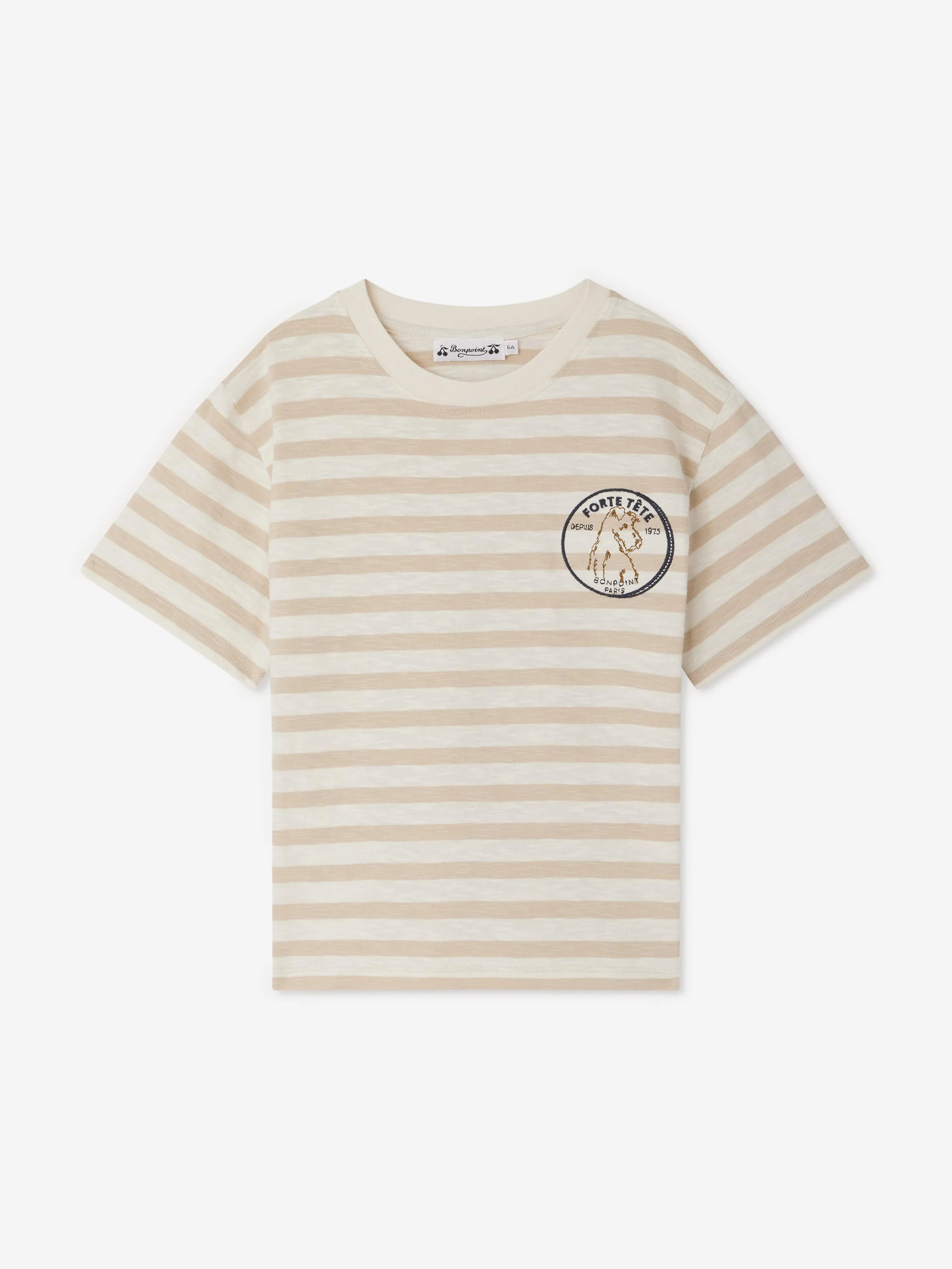 Boys Striped Eidan T-Shirt in Beige