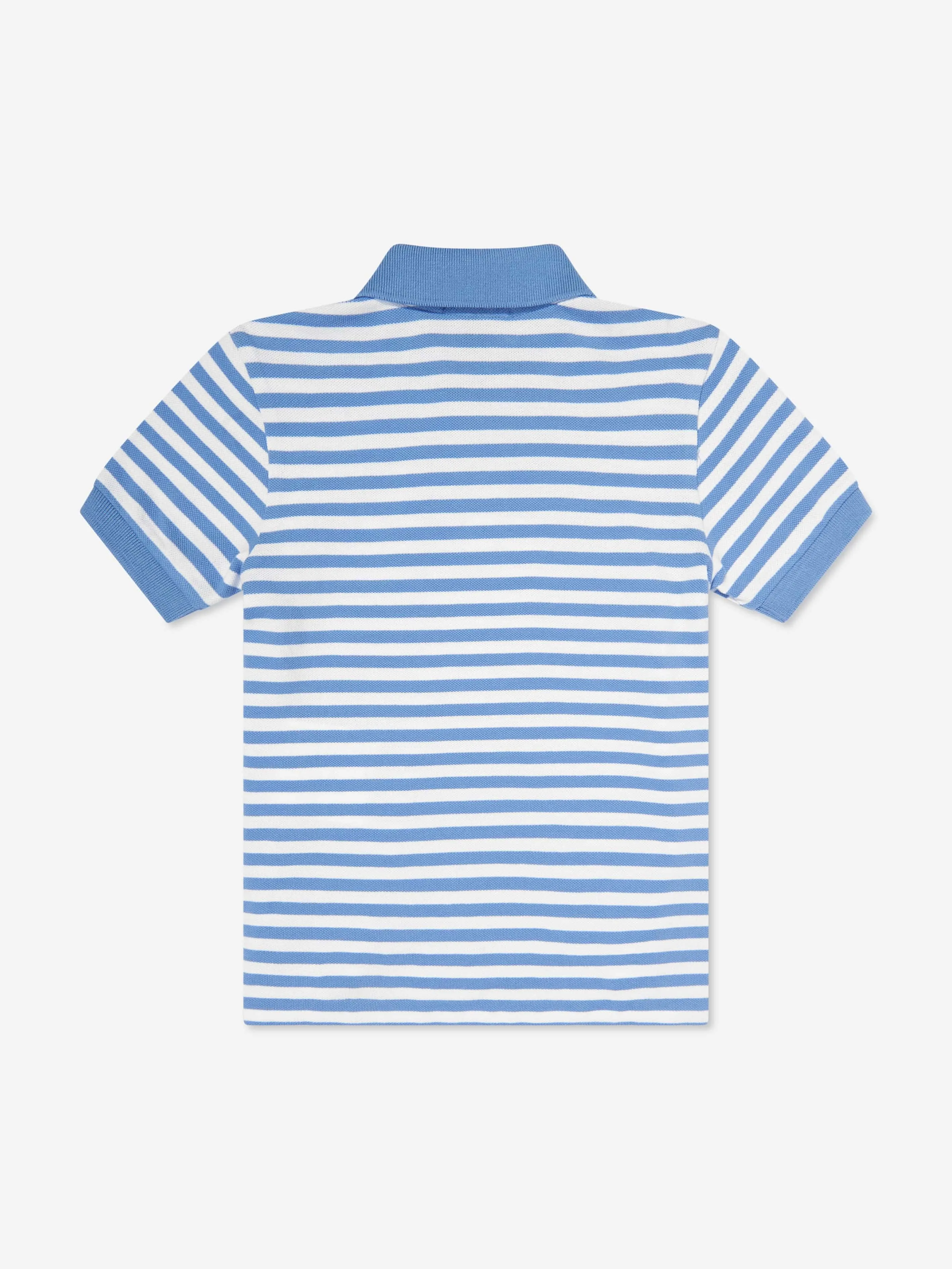 Boys Striped Logo Polo Shirt in Blue