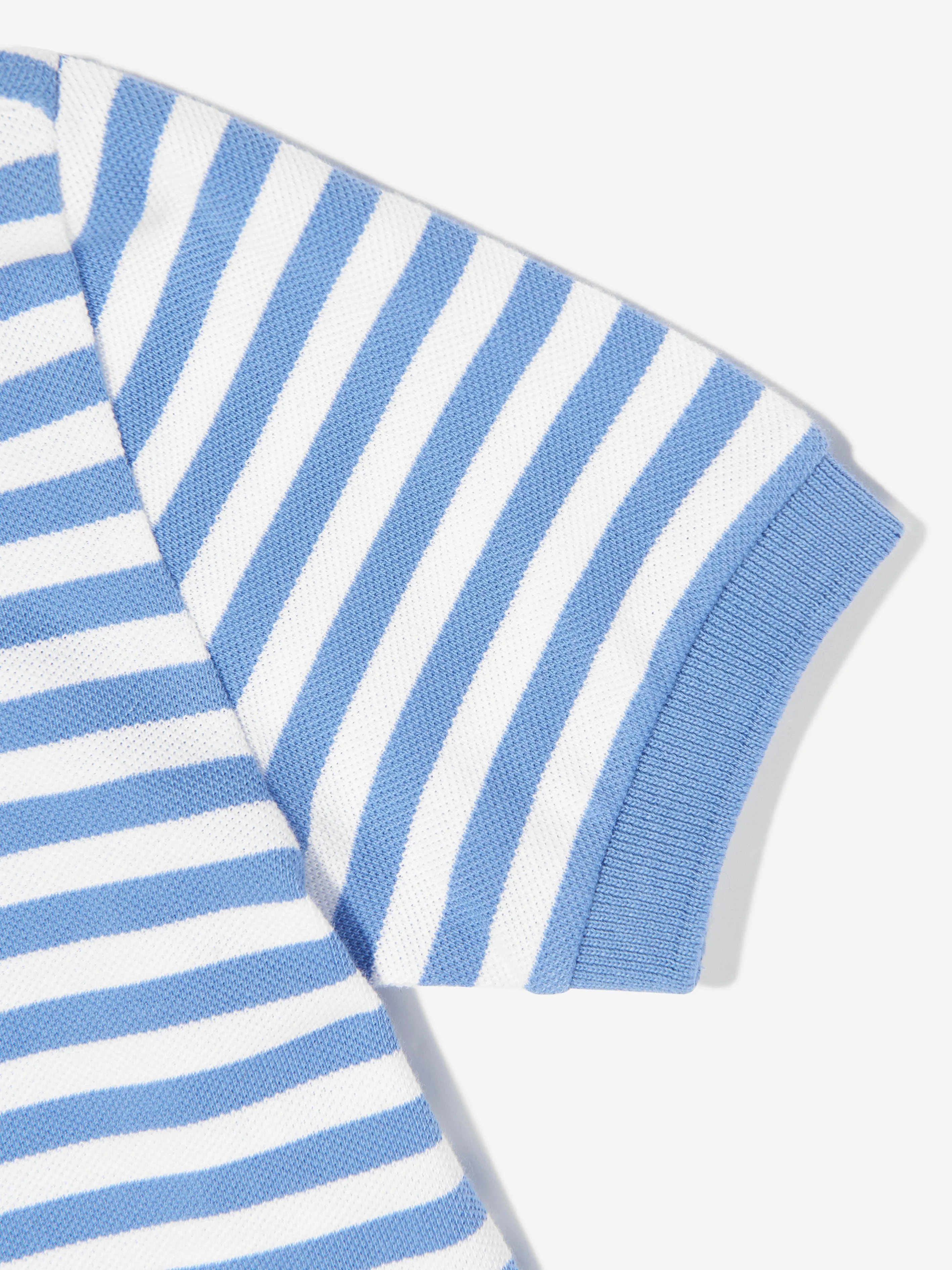Boys Striped Logo Polo Shirt in Blue