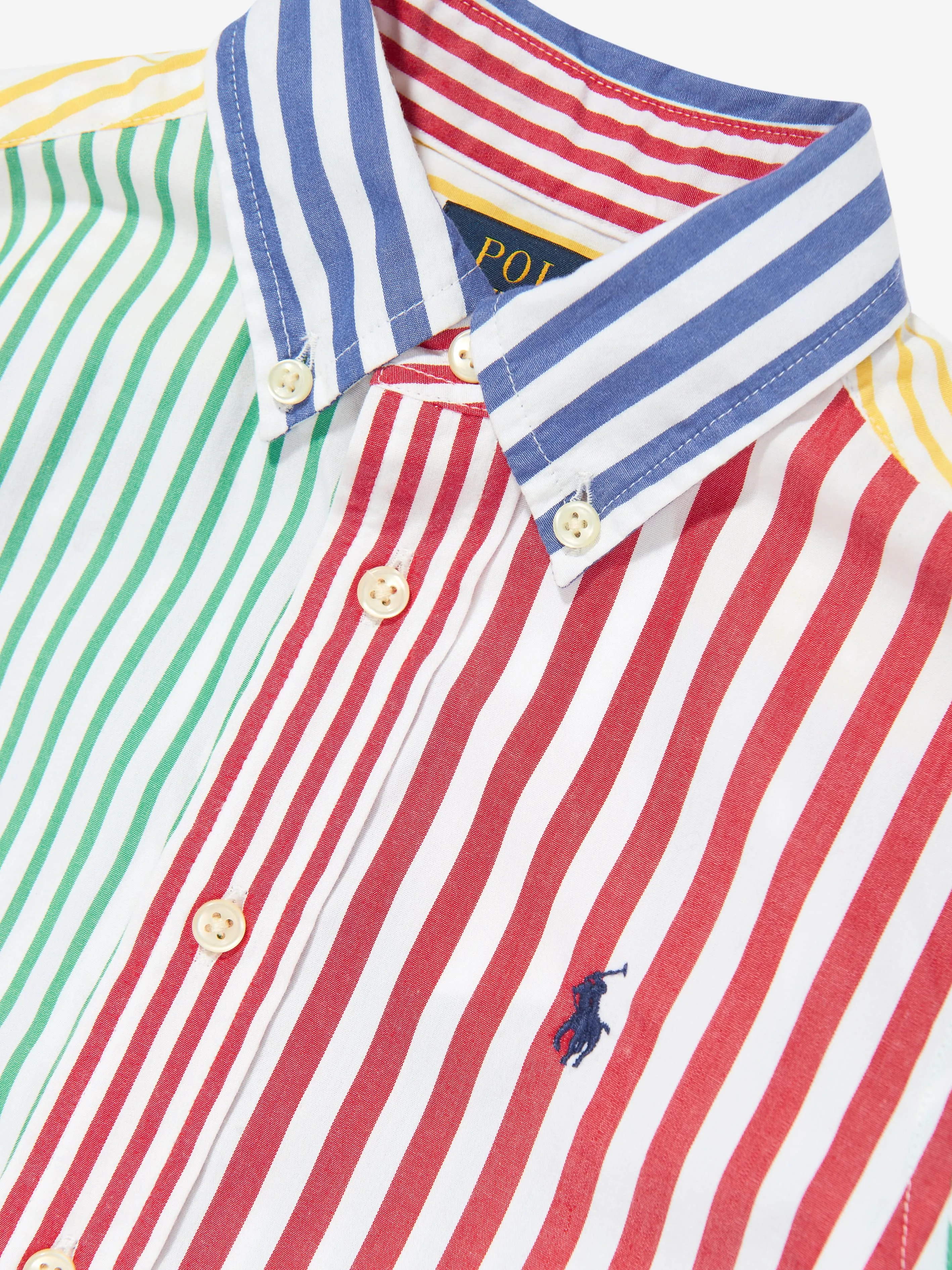 Boys Striped Logo Shirt in Multicolour