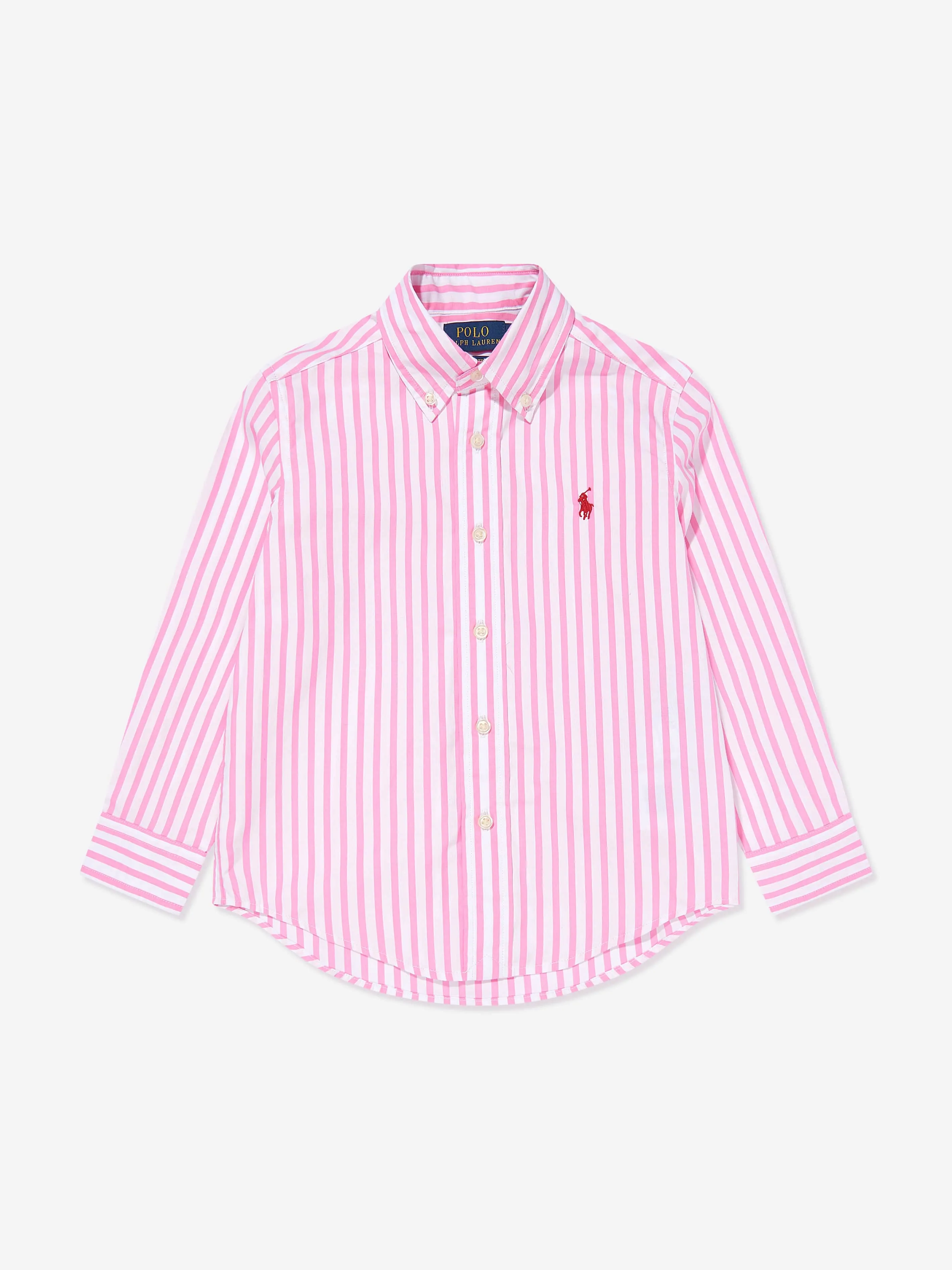 Boys Striped Logo Shirt in Pink