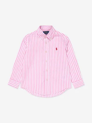 Boys Striped Logo Shirt in Pink