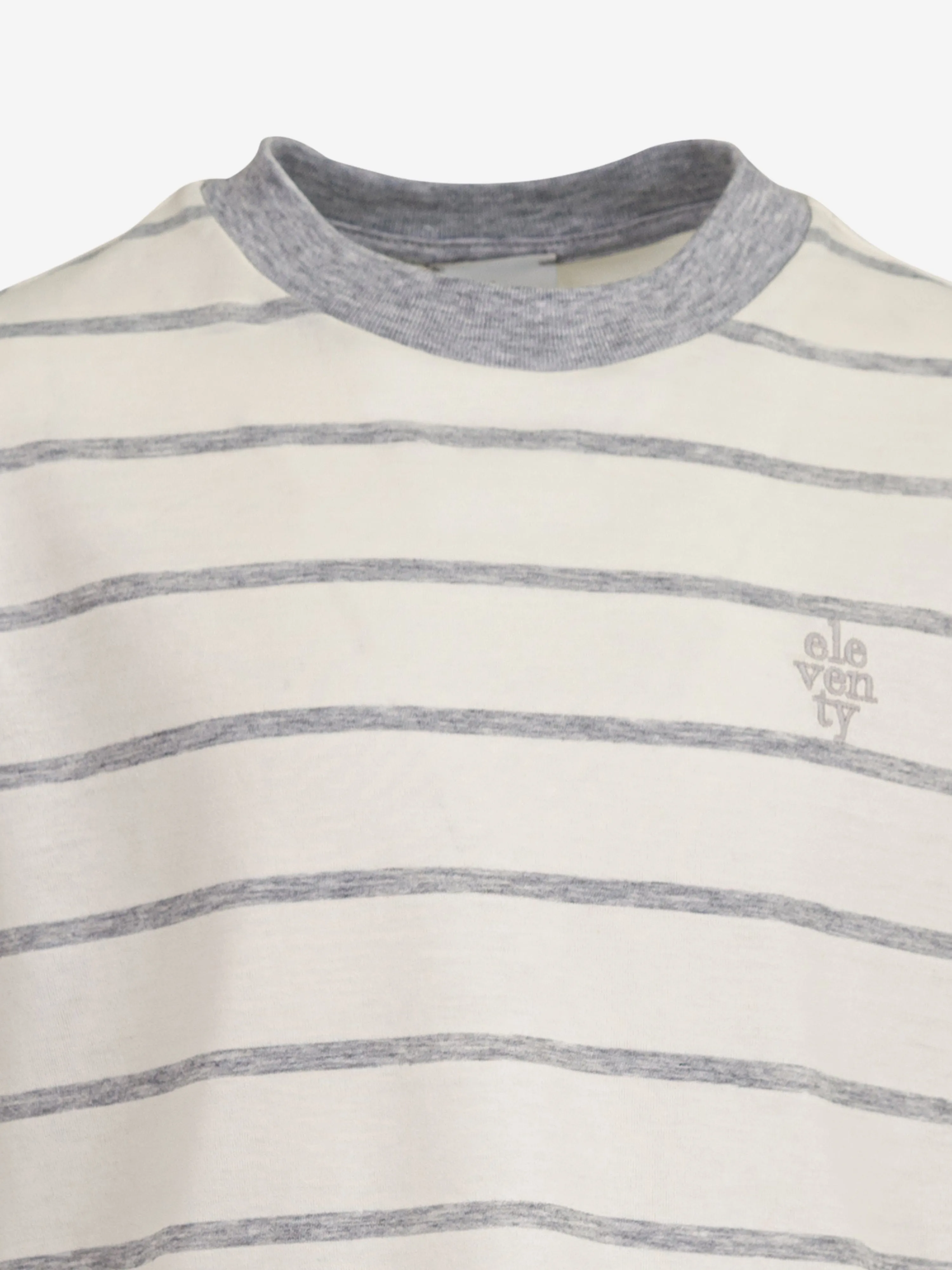 Boys Striped Logo T-Shirt in Ivory