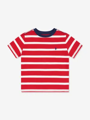 Boys Striped Logo T-Shirt in Red