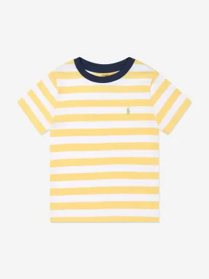 Boys Striped Logo T-Shirt in Yellow
