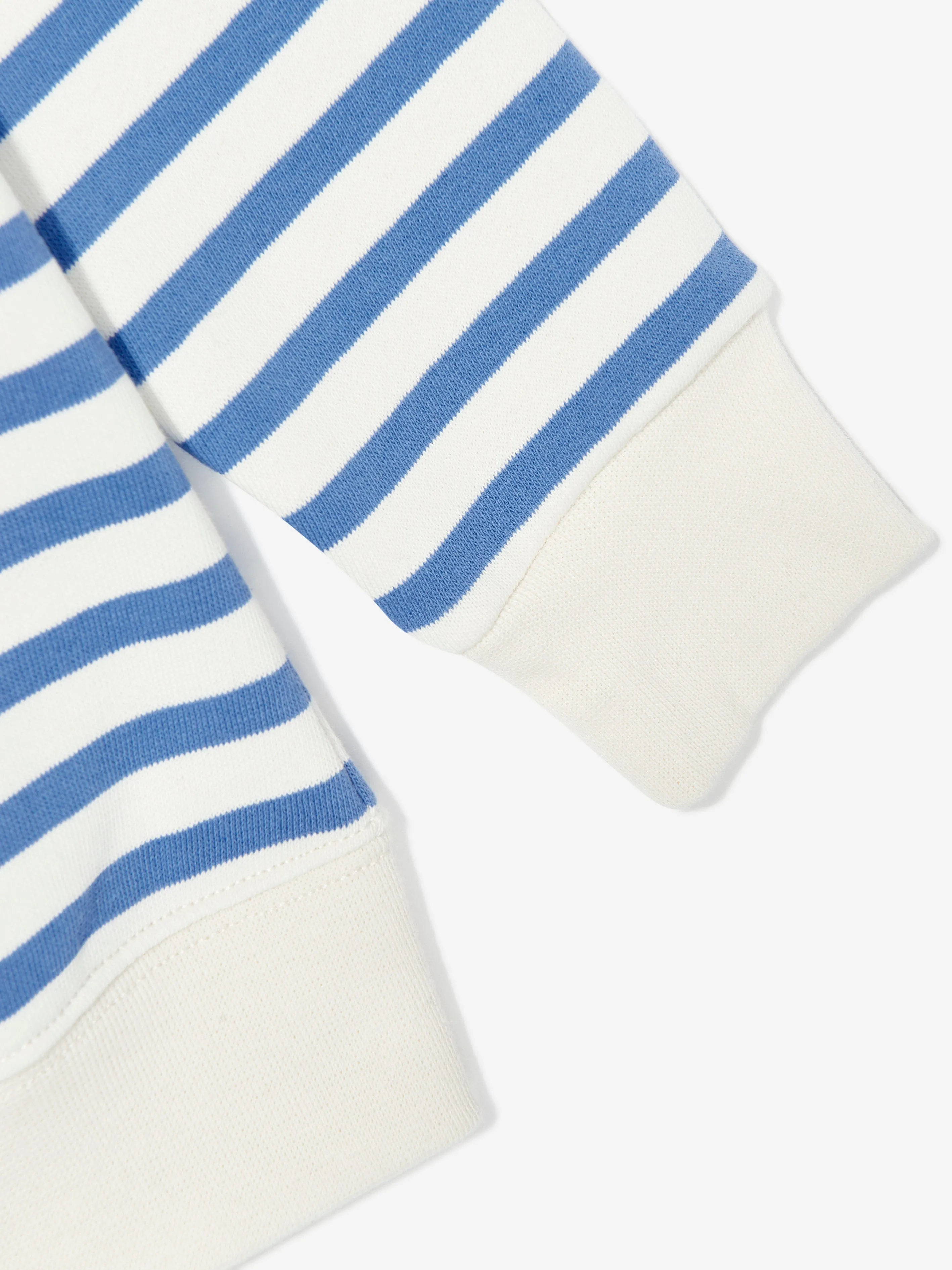 Boys Striped Polo Bear Jumper in White