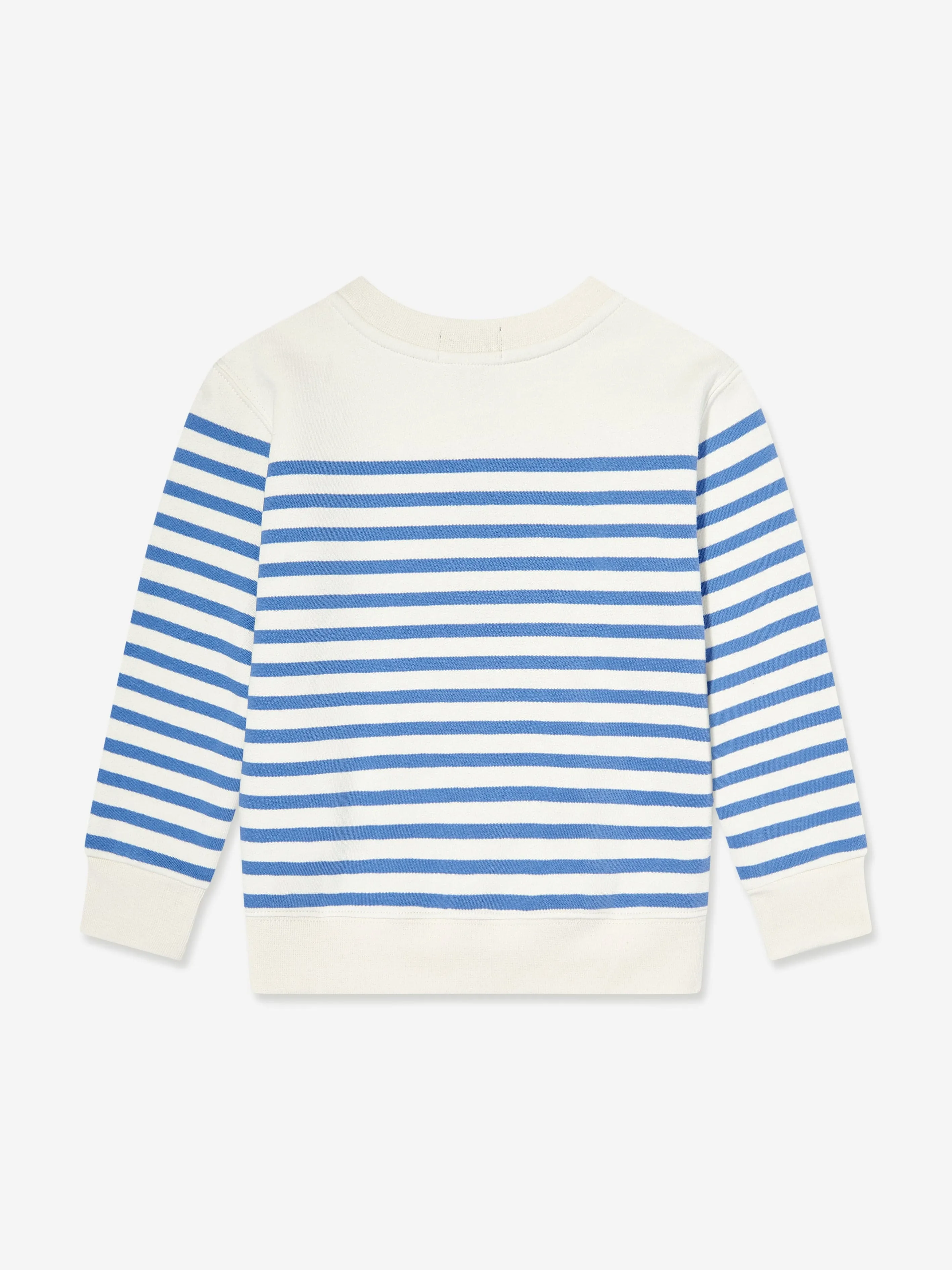 Boys Striped Polo Bear Jumper in White
