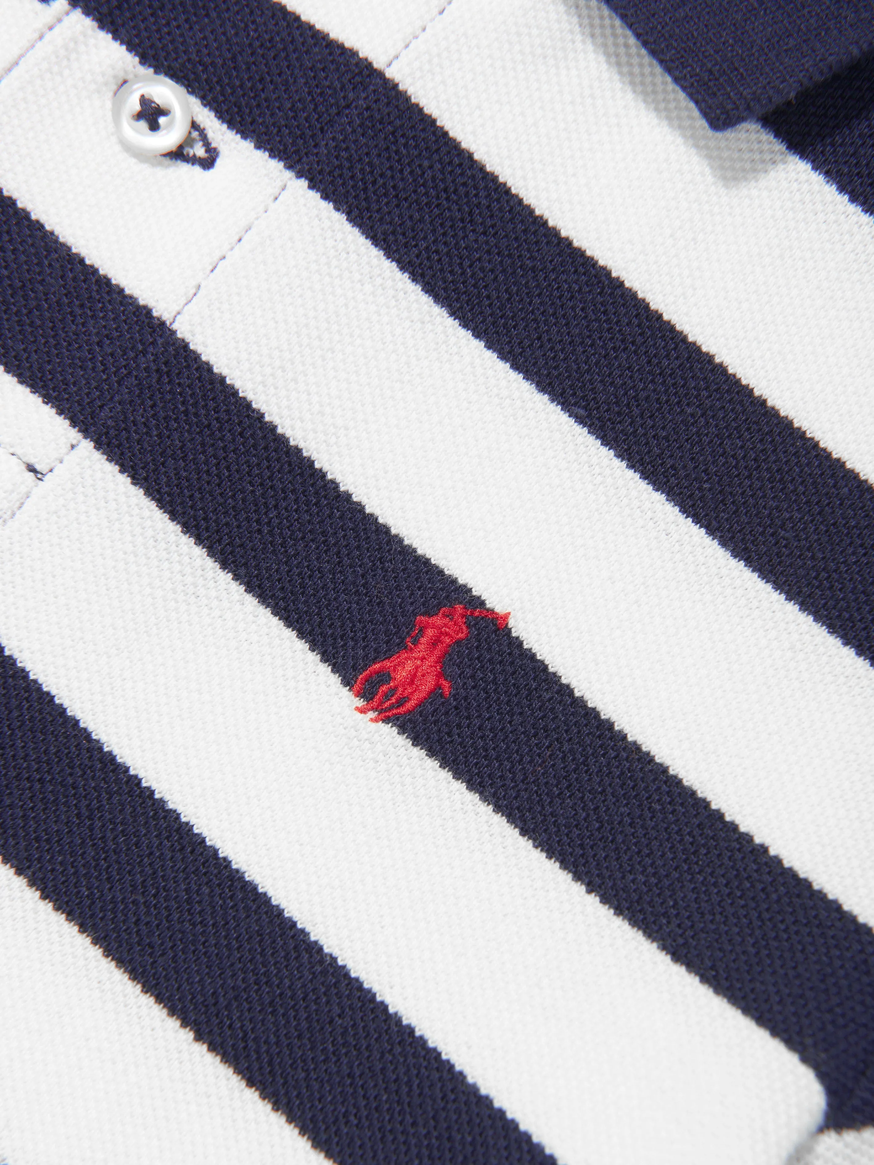 Boys Striped Polo Shirt in Navy