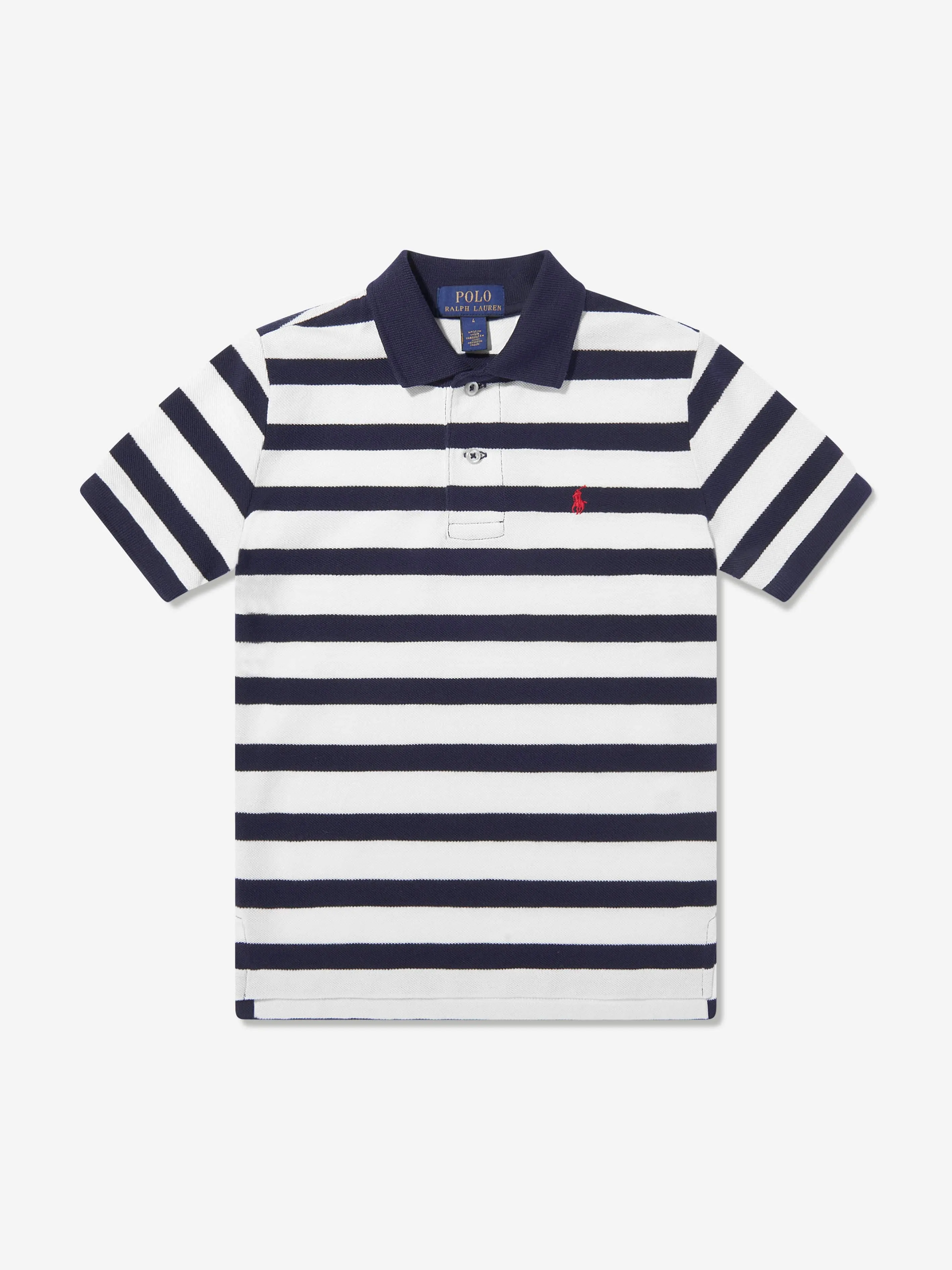 Boys Striped Polo Shirt in Navy