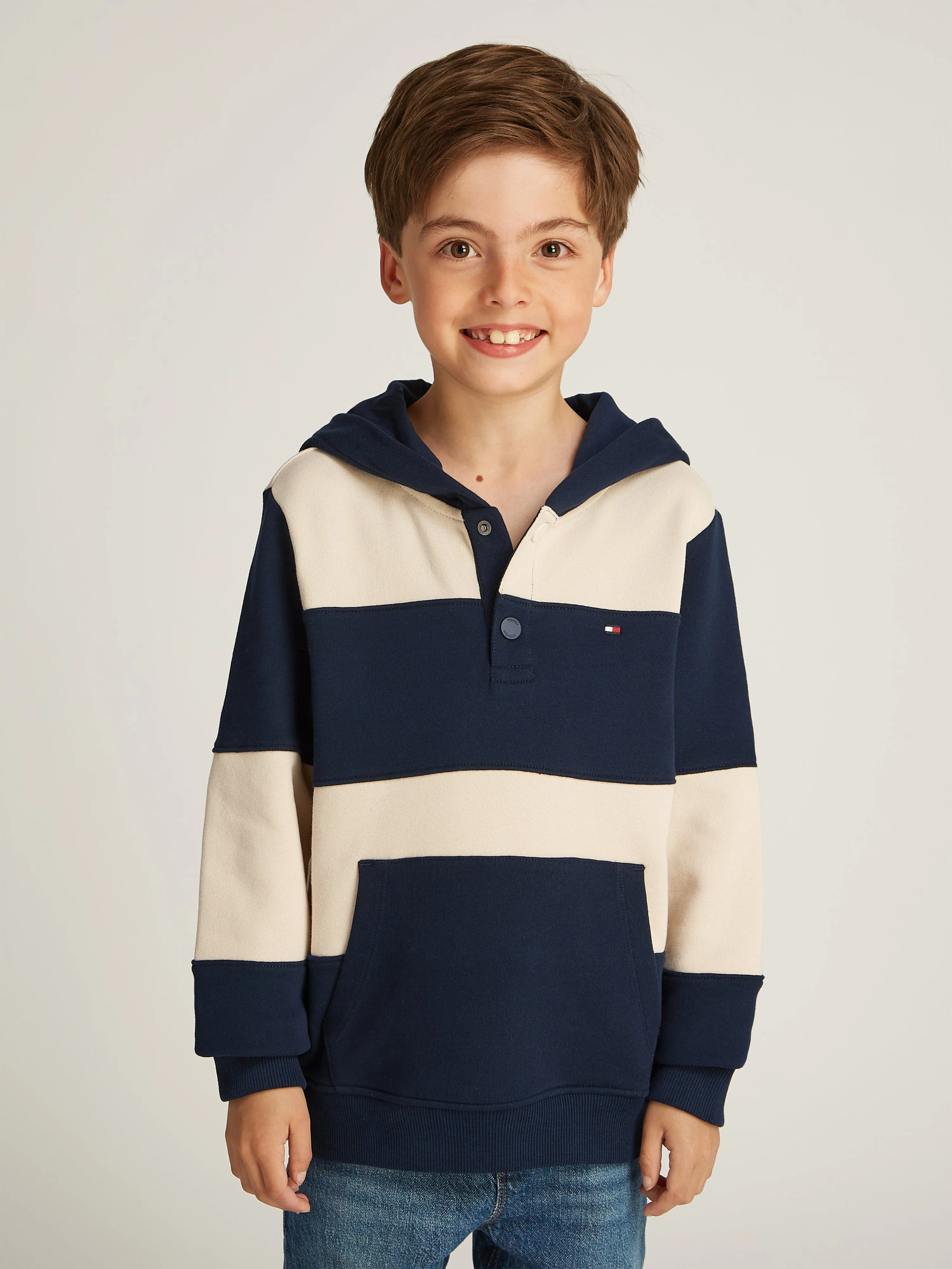 Boys Striped Regular Hoodie in Multicolour