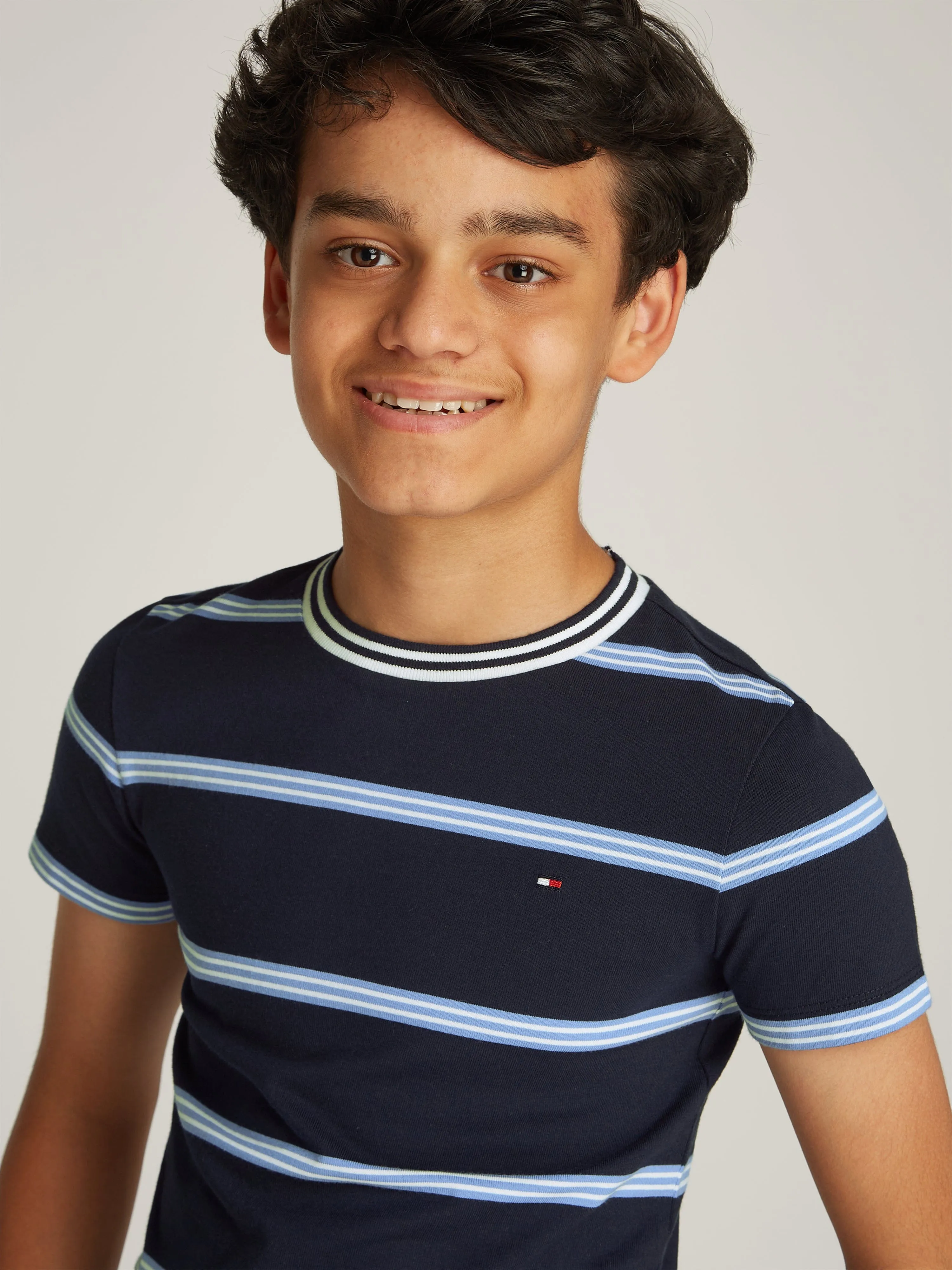 Boys Striped Regular T-Shirt in Navy
