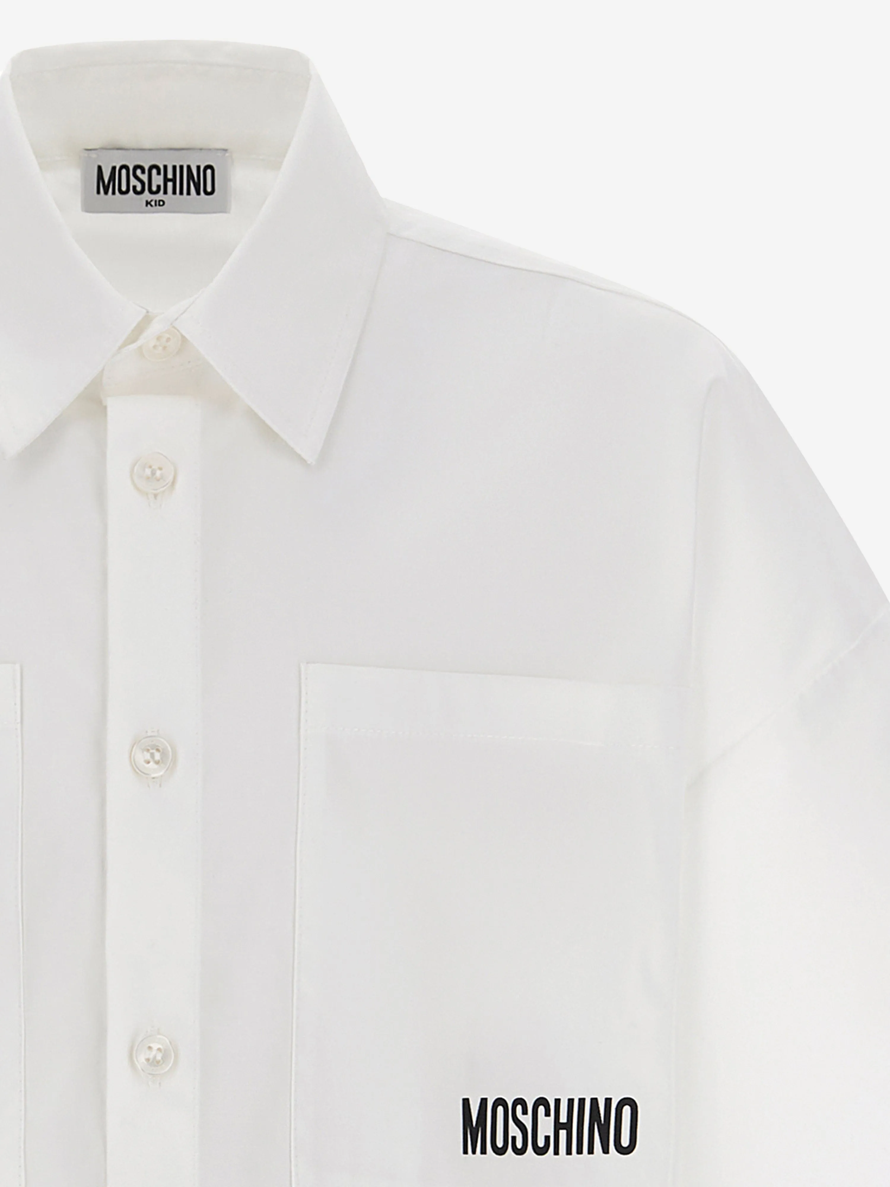 Boys Teddy Bear Logo Shirt in White
