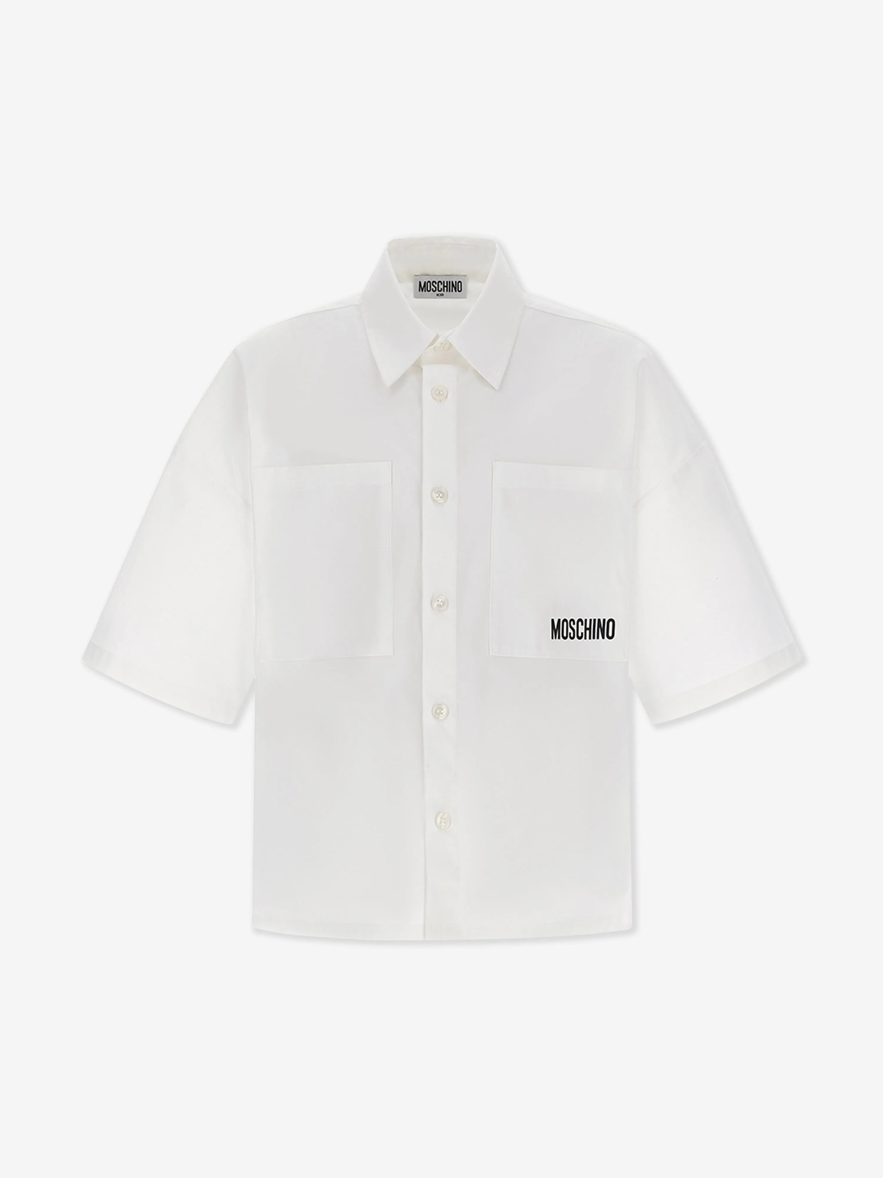 Boys Teddy Bear Logo Shirt in White