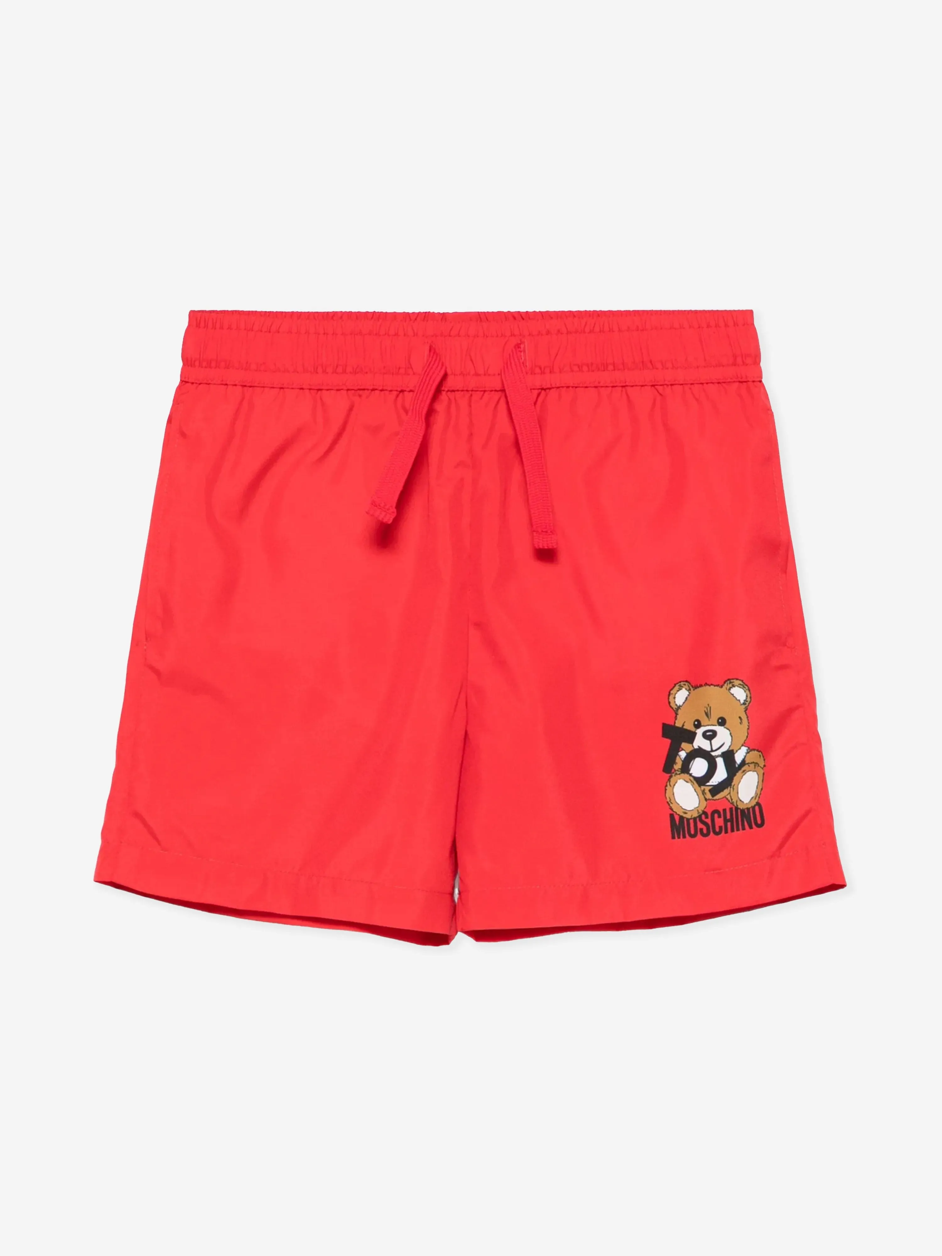 Boys Teddy Bear Logo Swim Shorts in Red