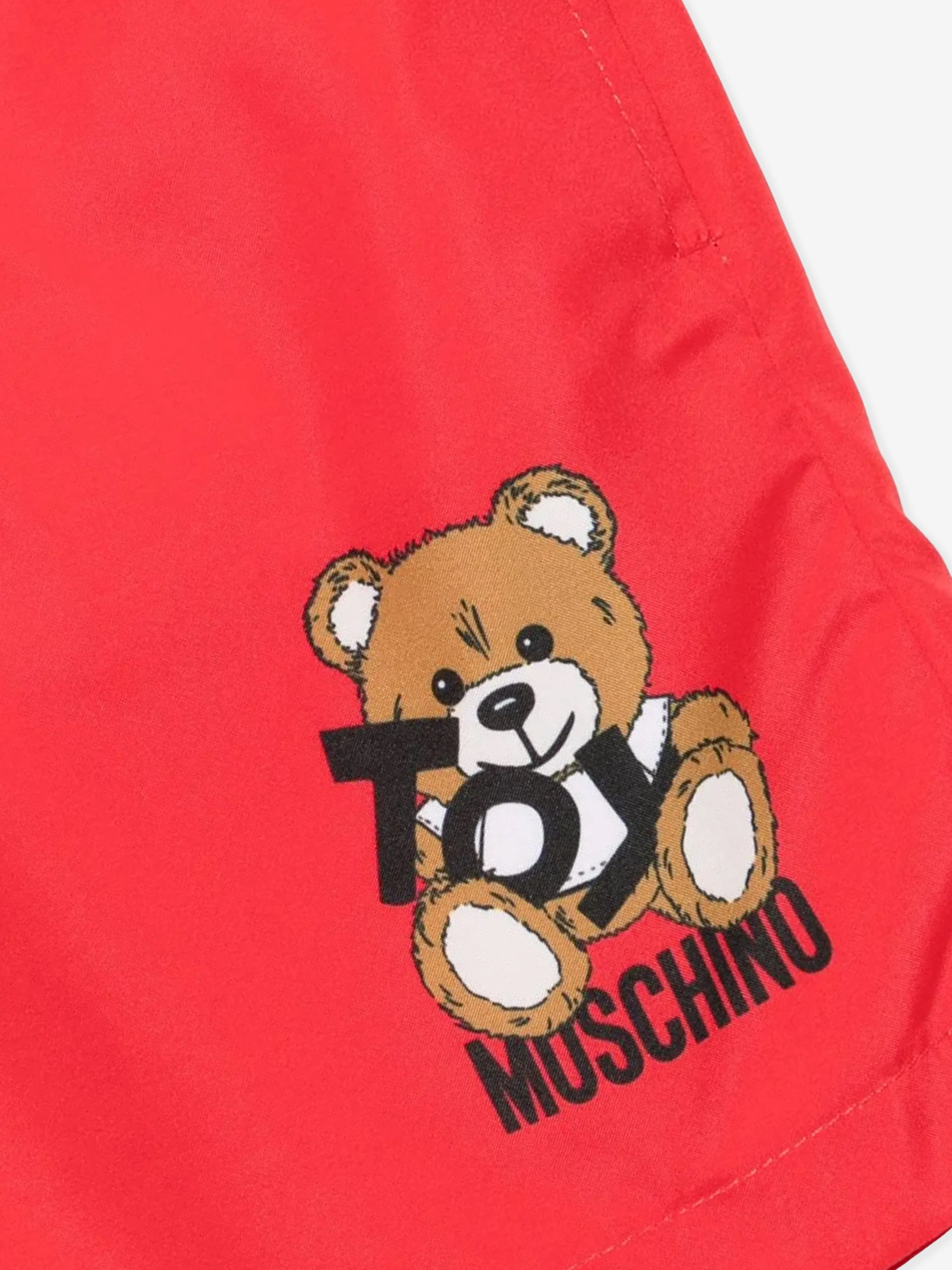 Boys Teddy Bear Logo Swim Shorts in Red