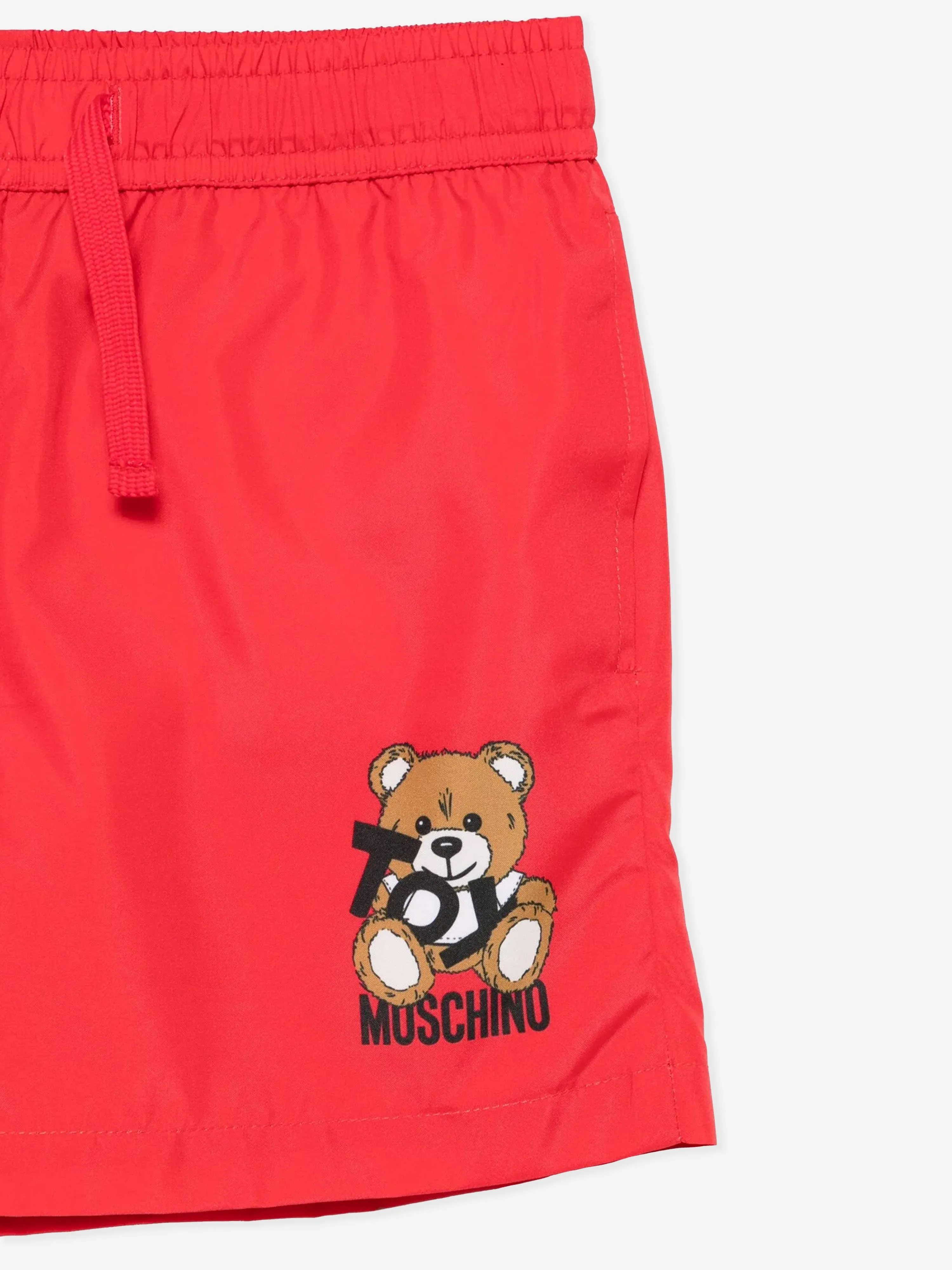 Boys Teddy Bear Logo Swim Shorts in Red