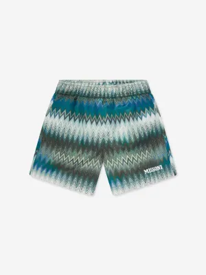 Boys Zigzag Swim Shorts in Green