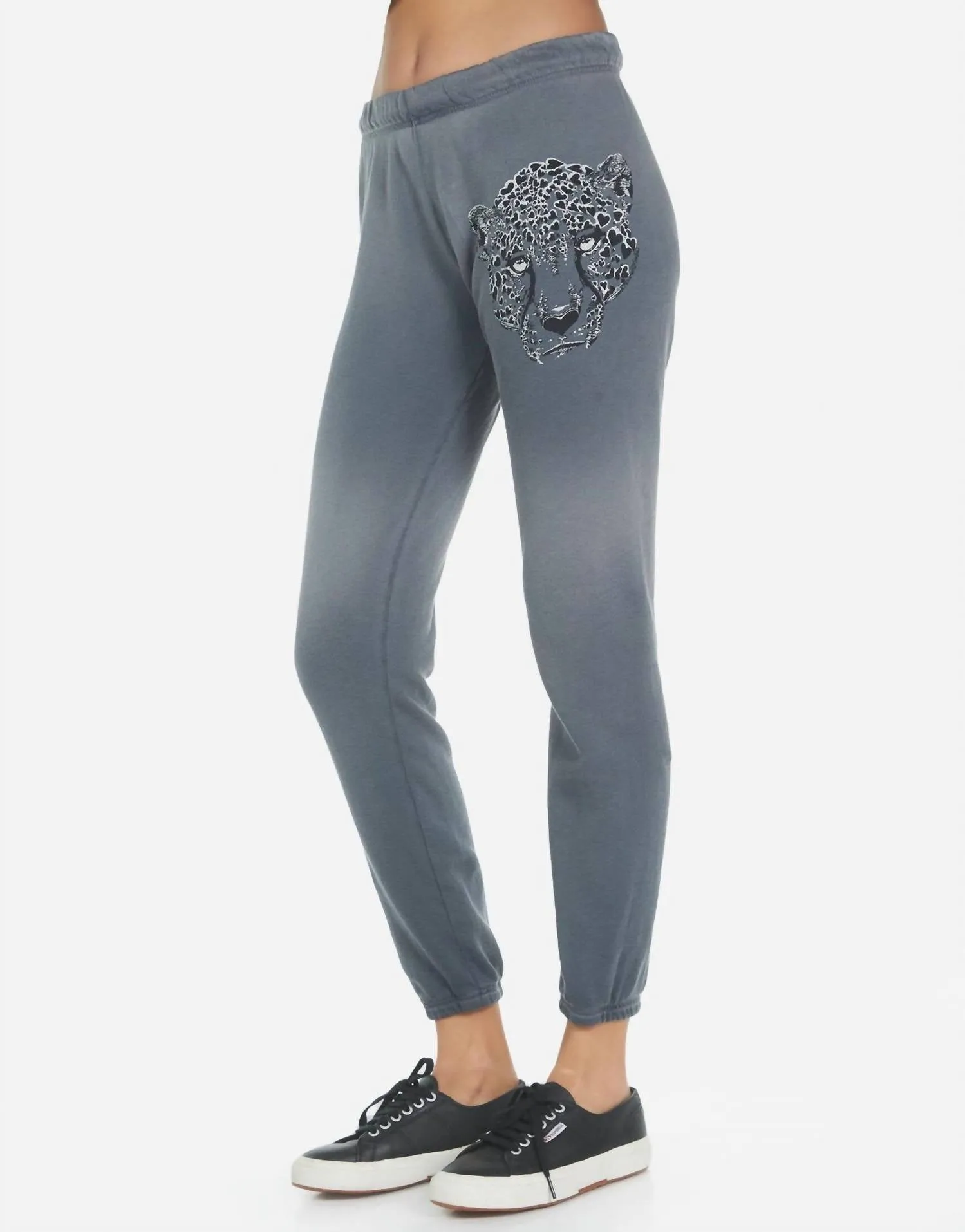 Brynn Heart Leopard Sweatpants In Grey