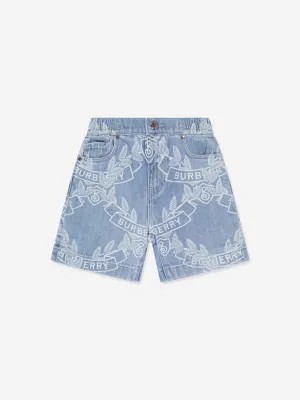 Burberry Boys Castiel Crest Shorts in Blue