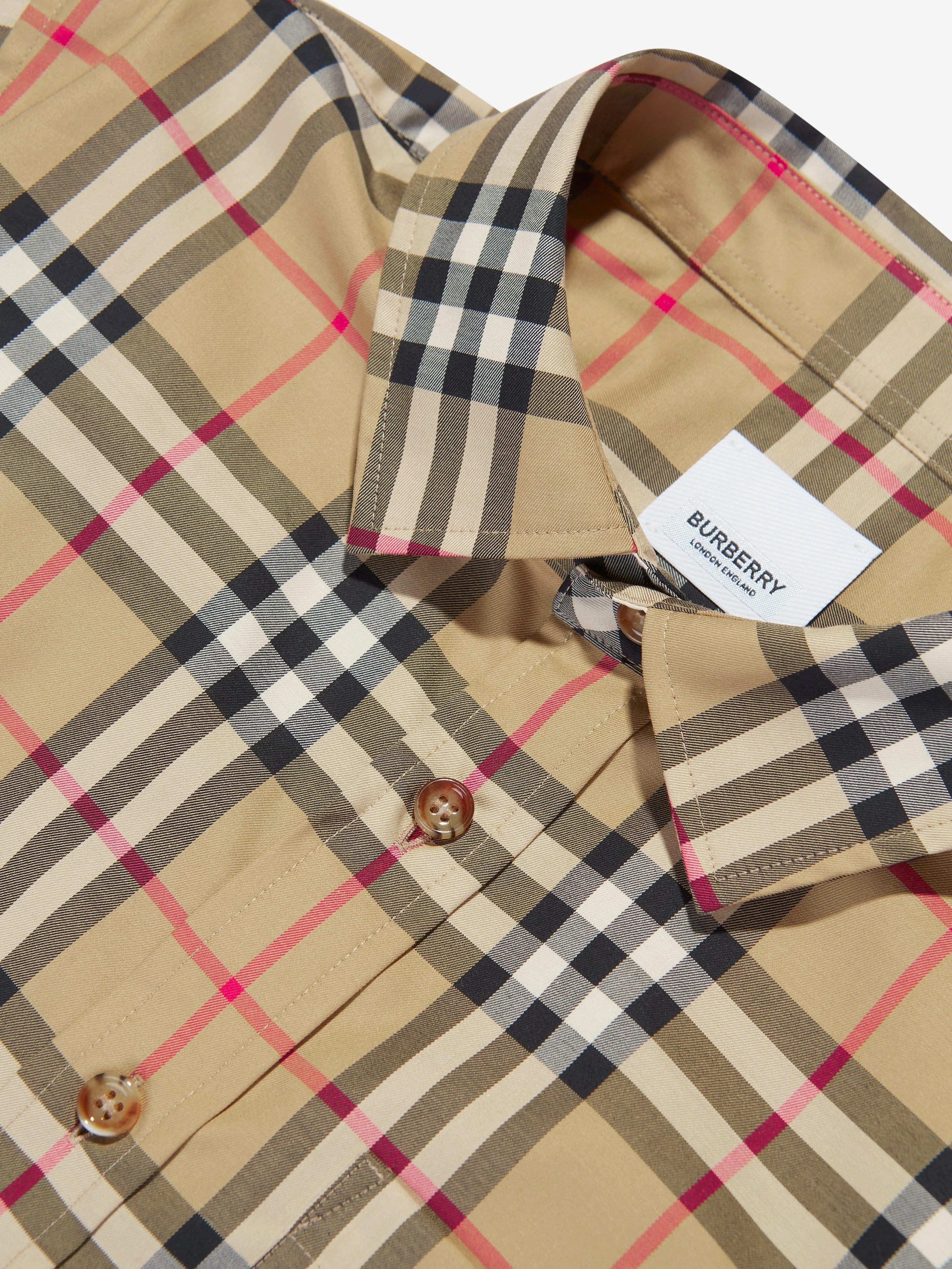 Burberry Boys Owen Long Sleeve Check Shirt in Beige