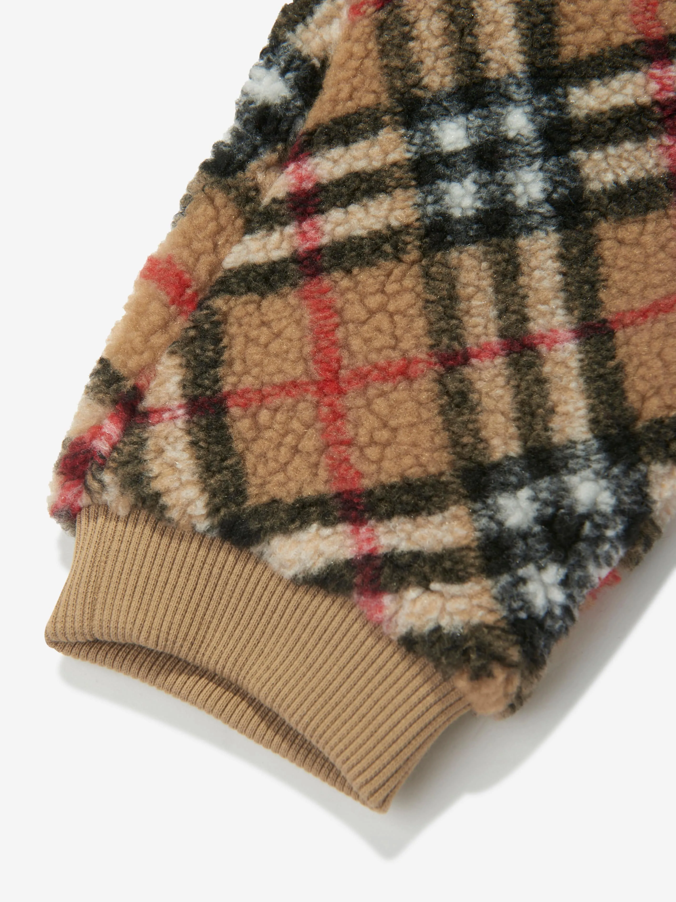 Burberry Kids Archive Check Fleece Joggers in Beige