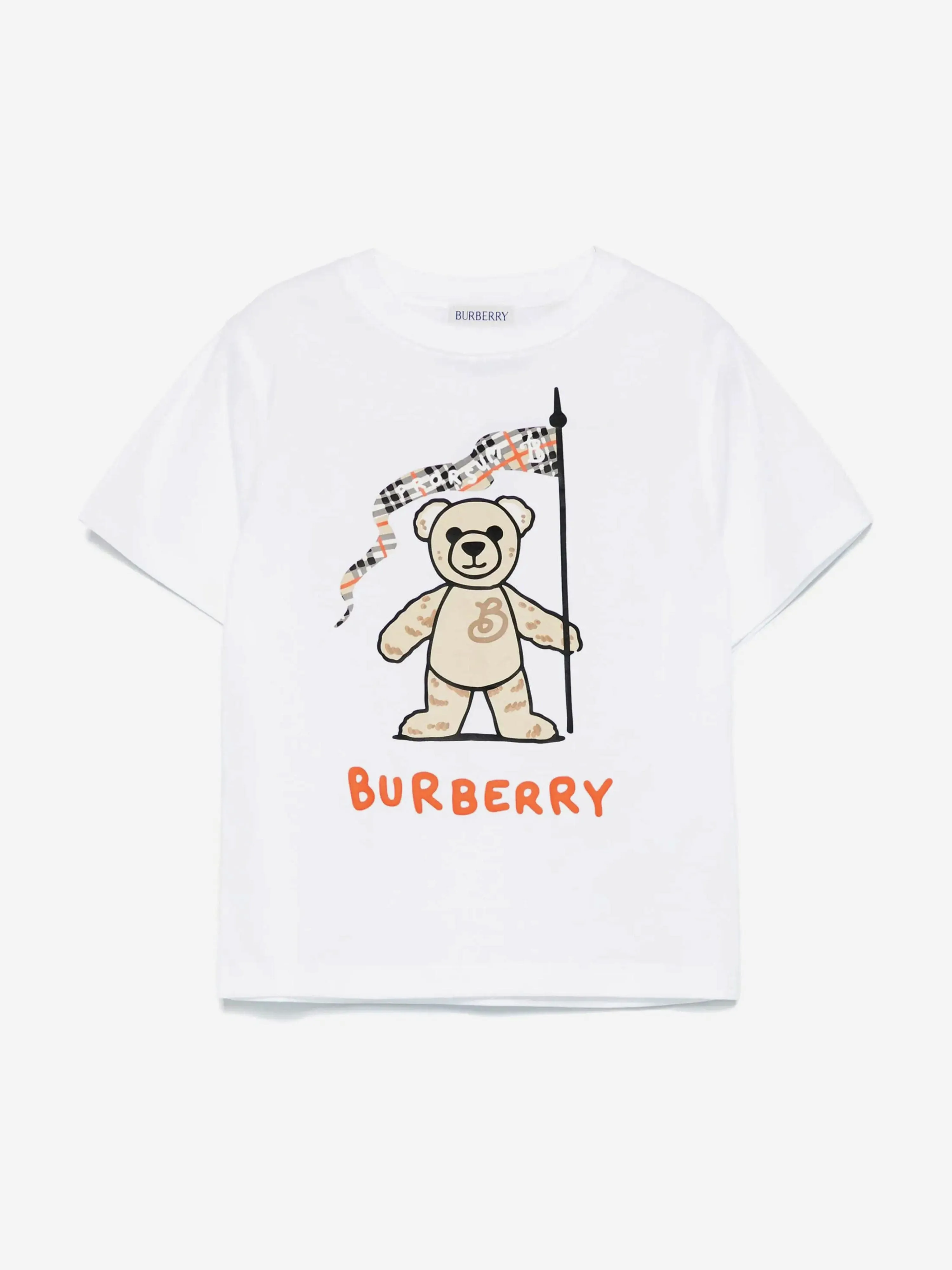 Burberry Kids Cedar Bear Flag T-Shirt in Ivory