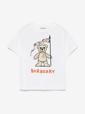Burberry Kids Cedar Bear Flag T-Shirt in Ivory