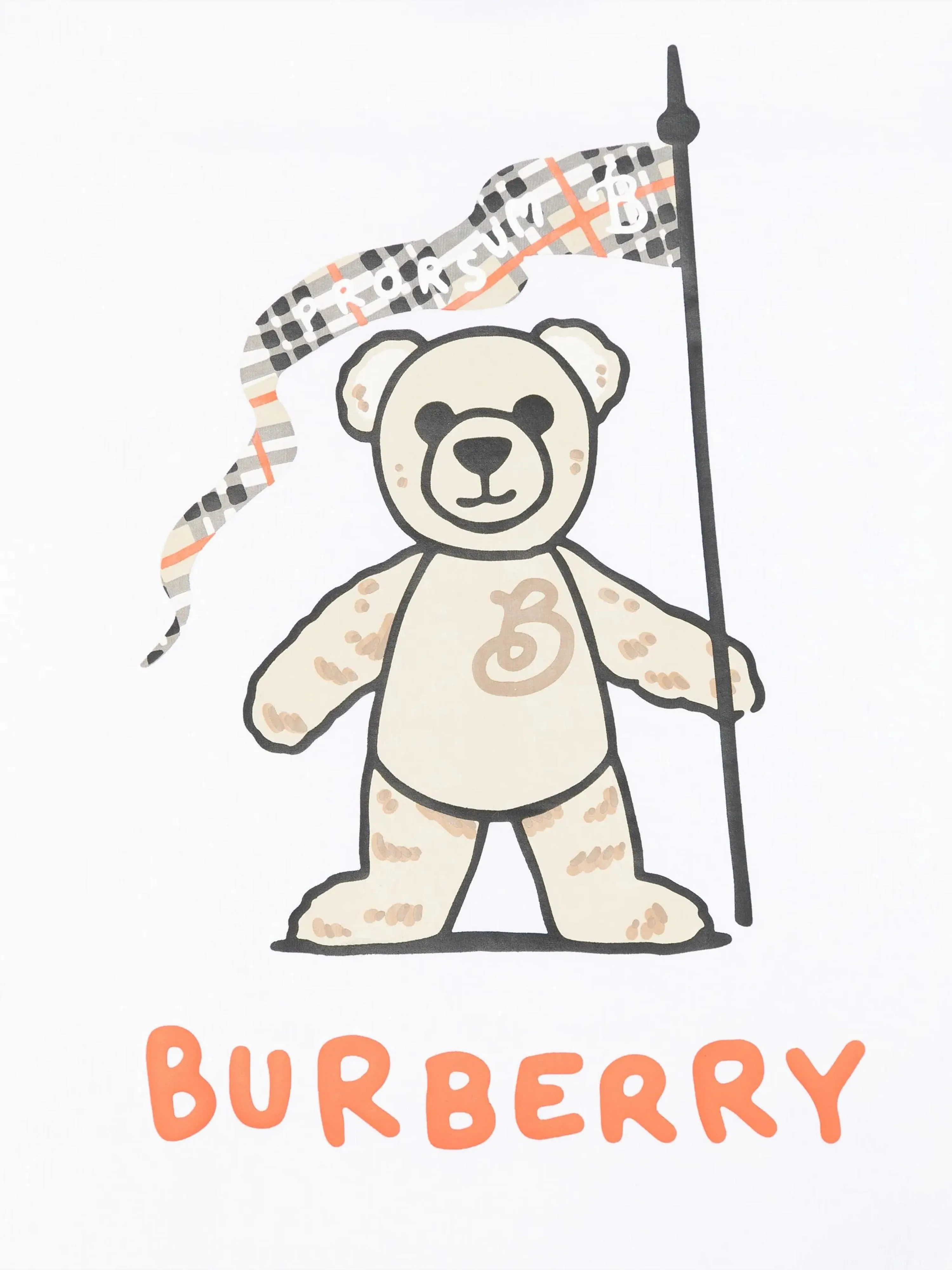 Burberry Kids Cedar Bear Flag T-Shirt in Ivory