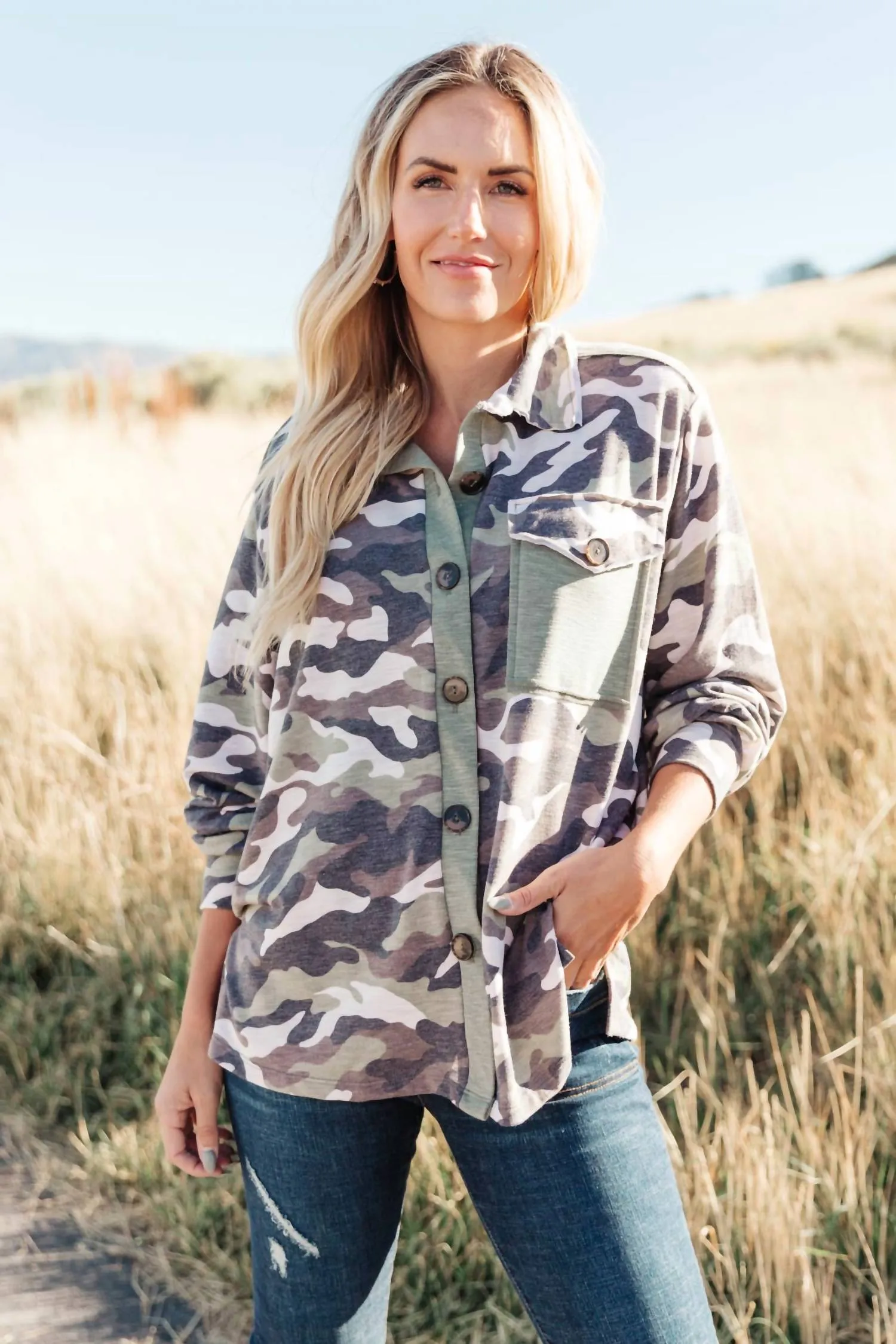 Cabin Hideaway Shacket In Camo