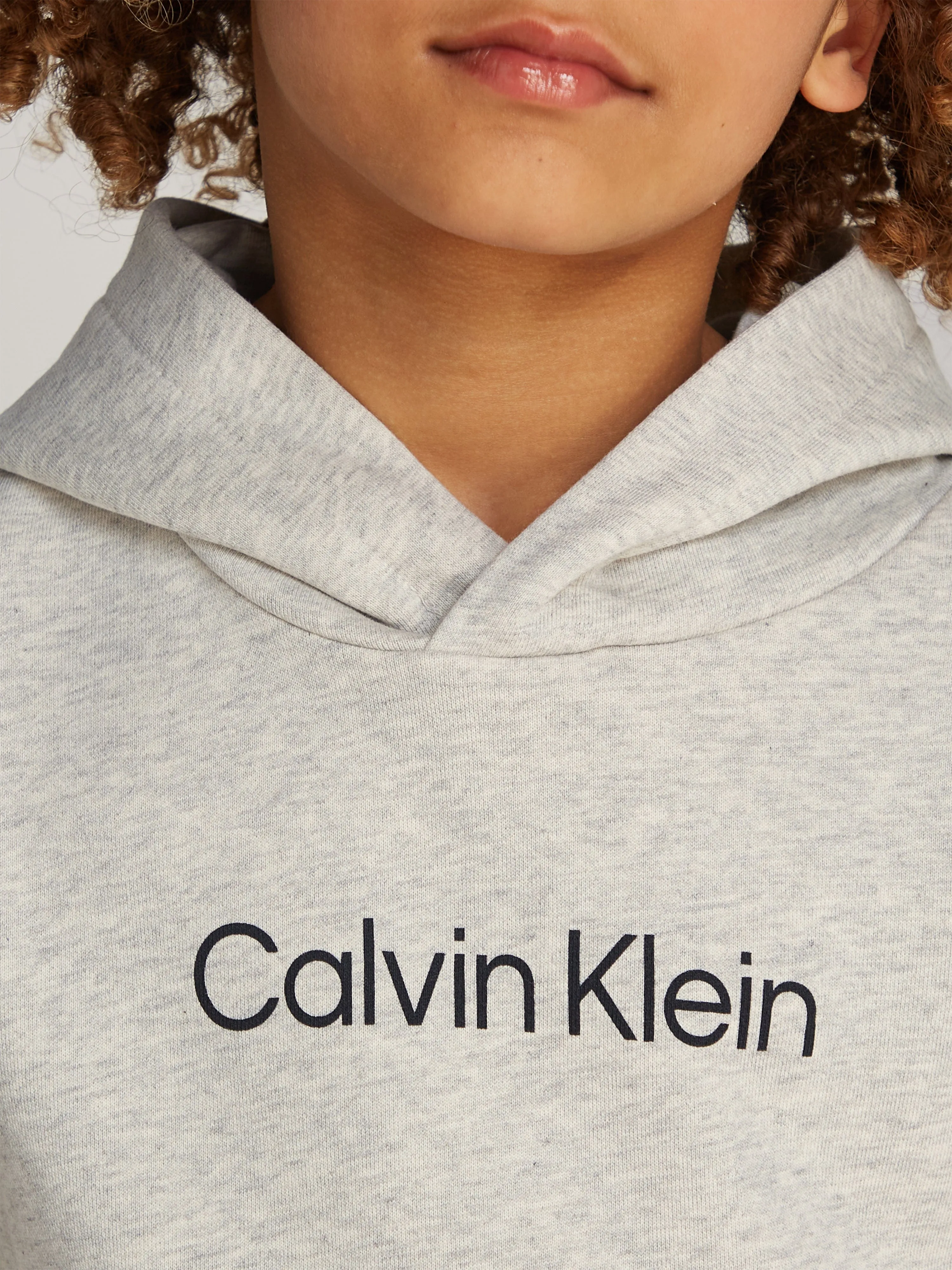 Calvin Klein Kids Logo Regular Terry Hoodie in Grey