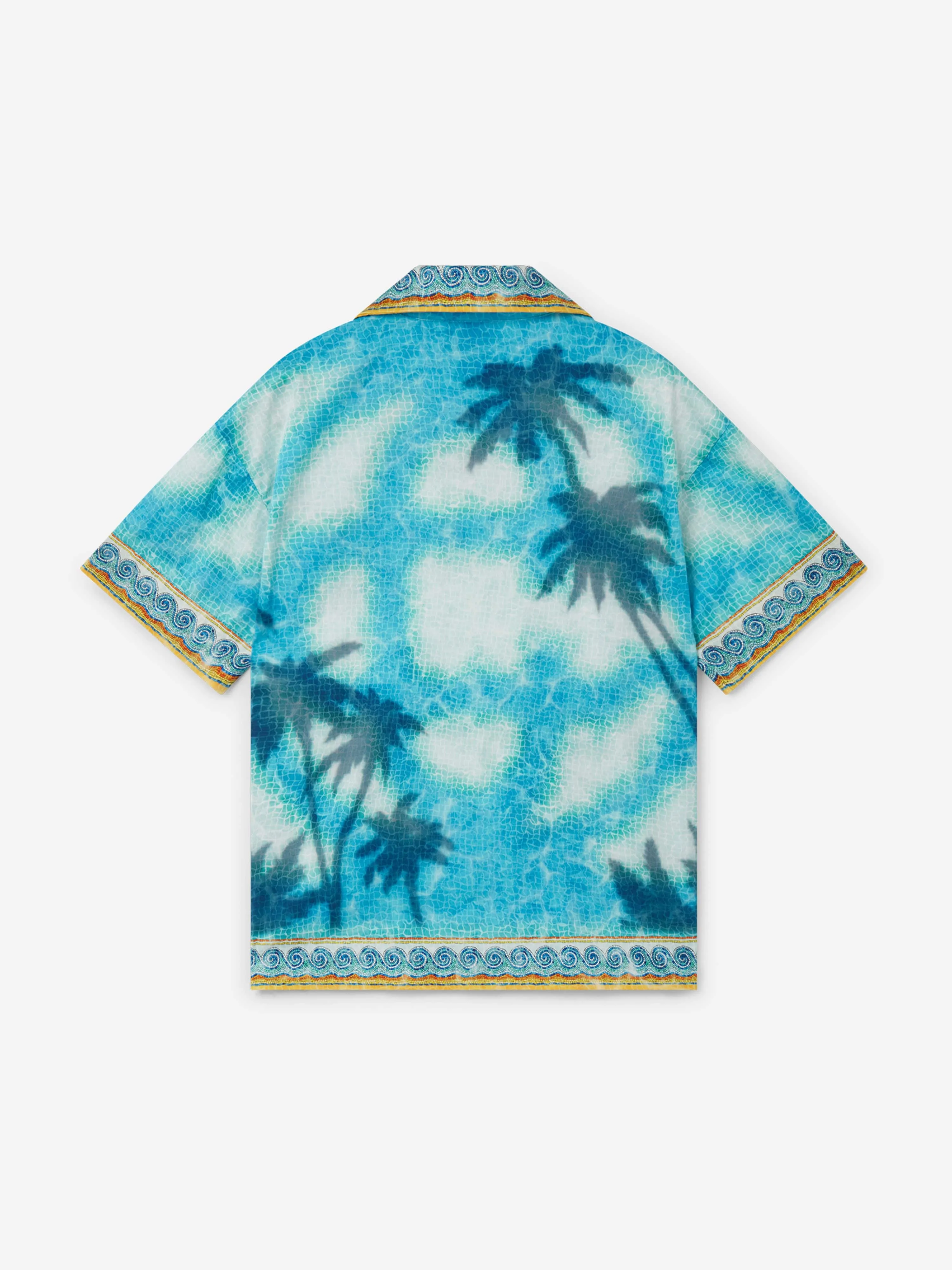 Casablanca Boys Caustics Emblem Cuban Collar Shirt in Blue