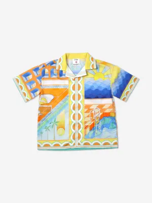 Casablanca Boys Surreal Pool Cuban Collar Shirt in Multicolour