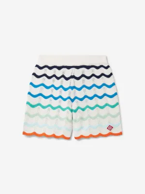 Casablanca Kids Gradient Wave Texture Shorts in Blue