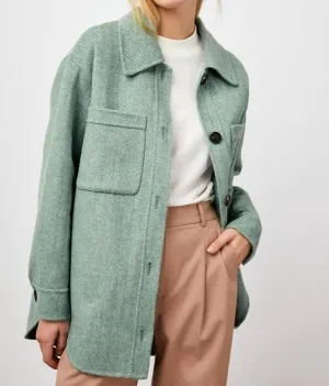 Connie Shirt Jacket In Kelly Herringbone